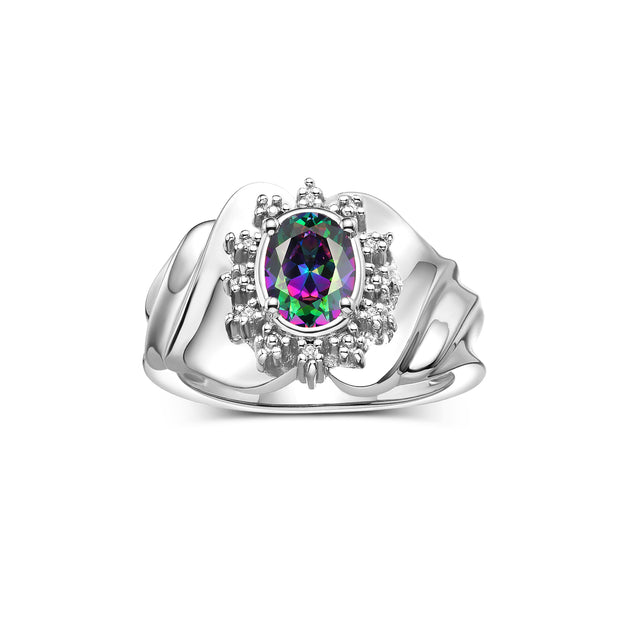 RYLOS Rings for Women Silver Ring with Oval 7X5MM Gemstone &  Diamonds June Alexandrite Jewelry  Size 9