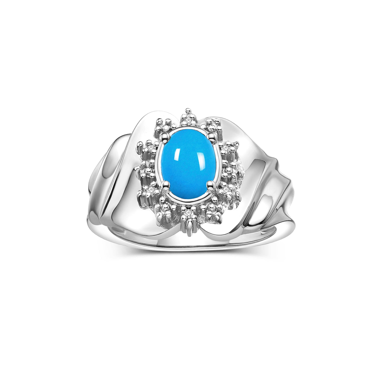 RYLOS Ring with Oval 7X5MM Gemstone & Sparkling Diamonds – Radiant Sterling Silver Birthstone Jewelry for Women – Available in Sizes 5-8