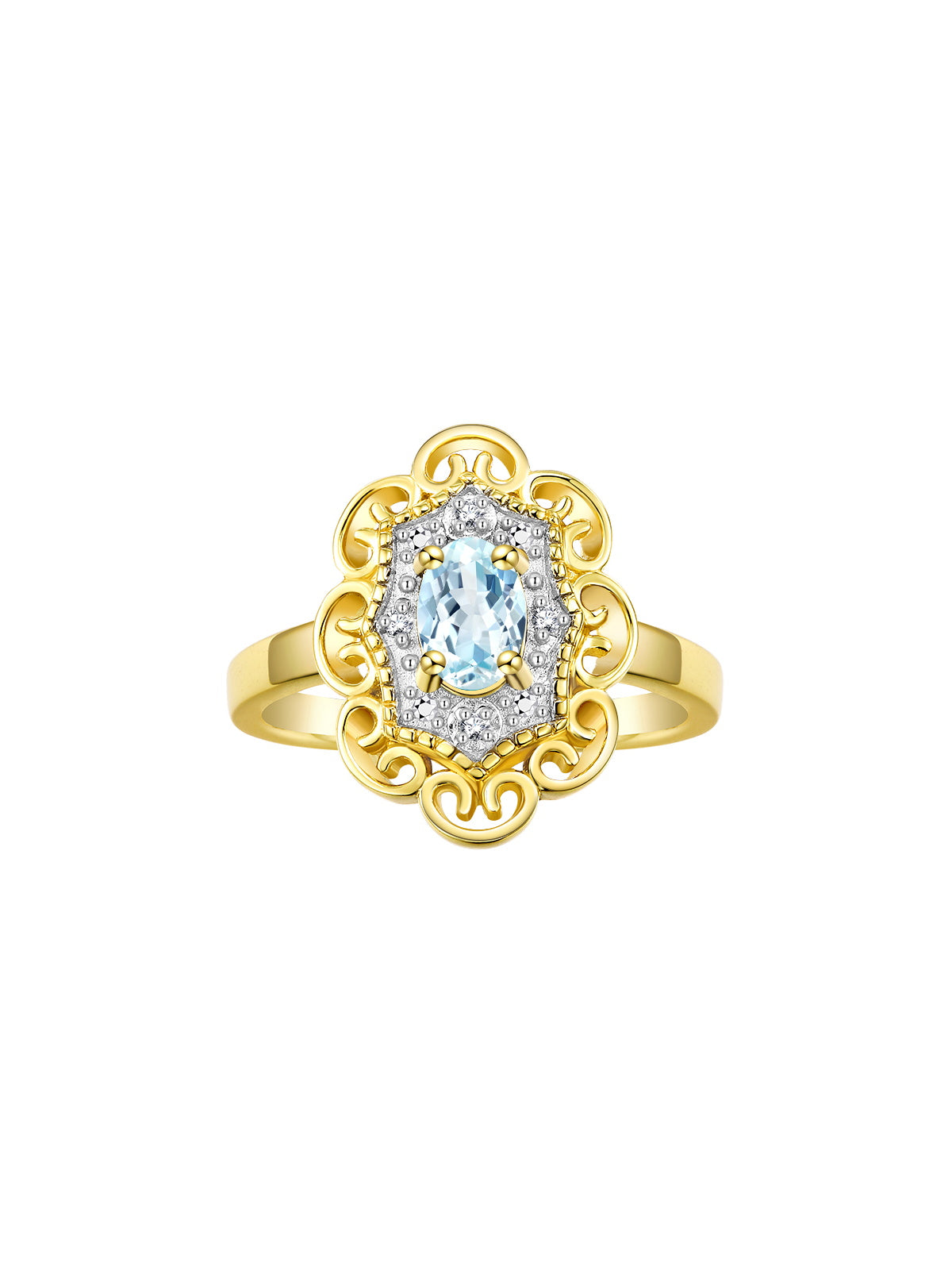 Rylos 14K Yellow Gold Floral Designer Ring with 6X4MM Oval Gemstone & Sparkling Diamonds - Birthstone Jewelry for Women - Available in Sizes 5 to 10 Embrace Elegance!