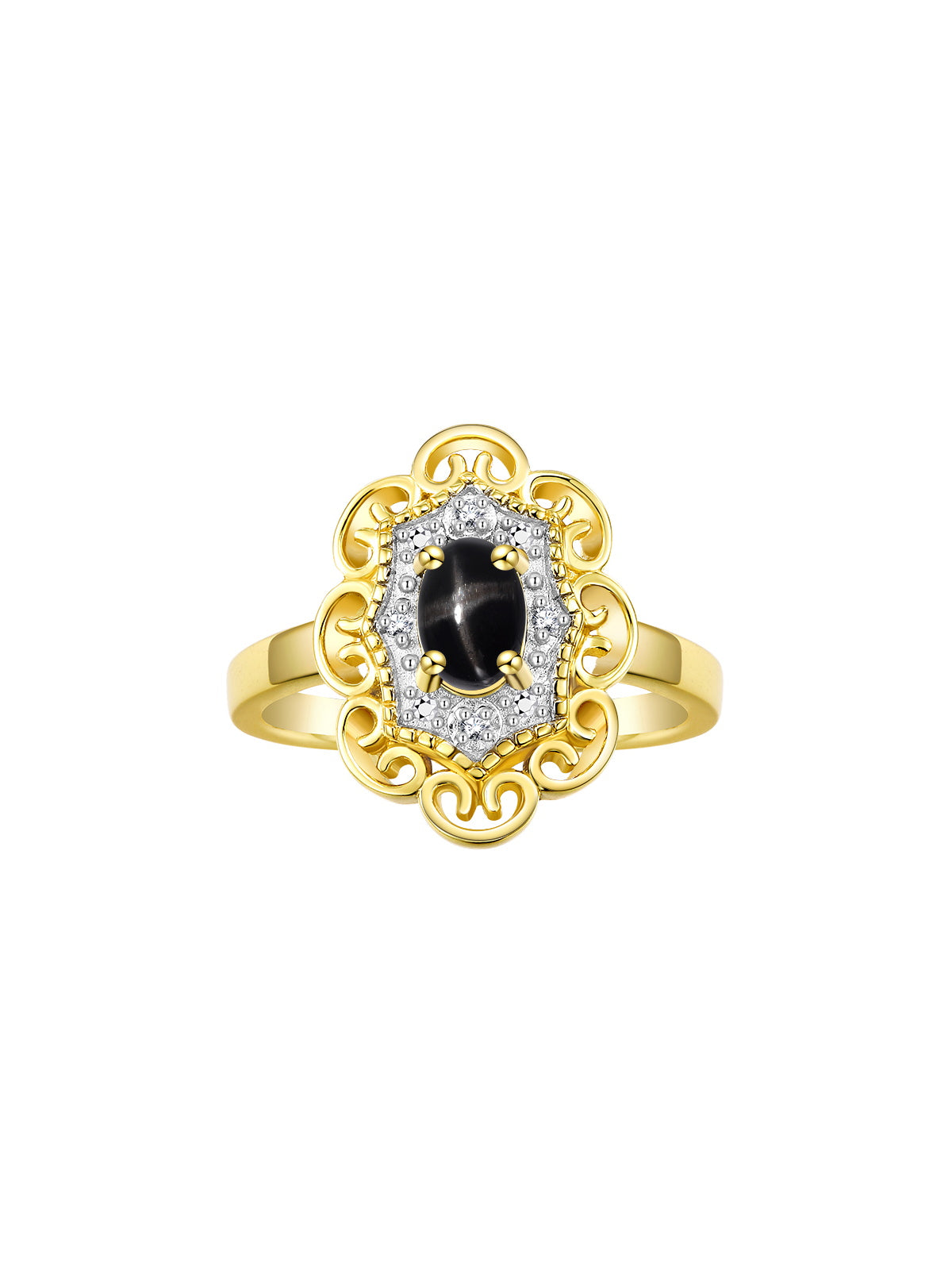 Rylos 14K Yellow Gold Floral Designer Ring with 6X4MM Oval Gemstone & Sparkling Diamonds - Birthstone Jewelry for Women - Available in Sizes 5 to 10 Embrace Elegance!