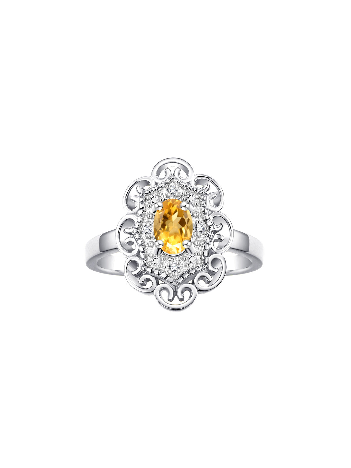 Rylos Floral Designer Ring with 6X4MM Oval Gemstone & Sparkling Diamonds in Sterling Silver- Birthstone Jewelry for Women - Available in Sizes 5 to 10 Embrace Elegance!