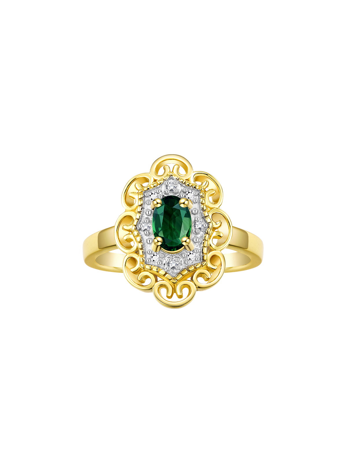 Rylos 14K Yellow Gold Floral Designer Ring with 6X4MM Oval Gemstone & Sparkling Diamonds - Birthstone Jewelry for Women - Available in Sizes 5 to 10 Embrace Elegance!
