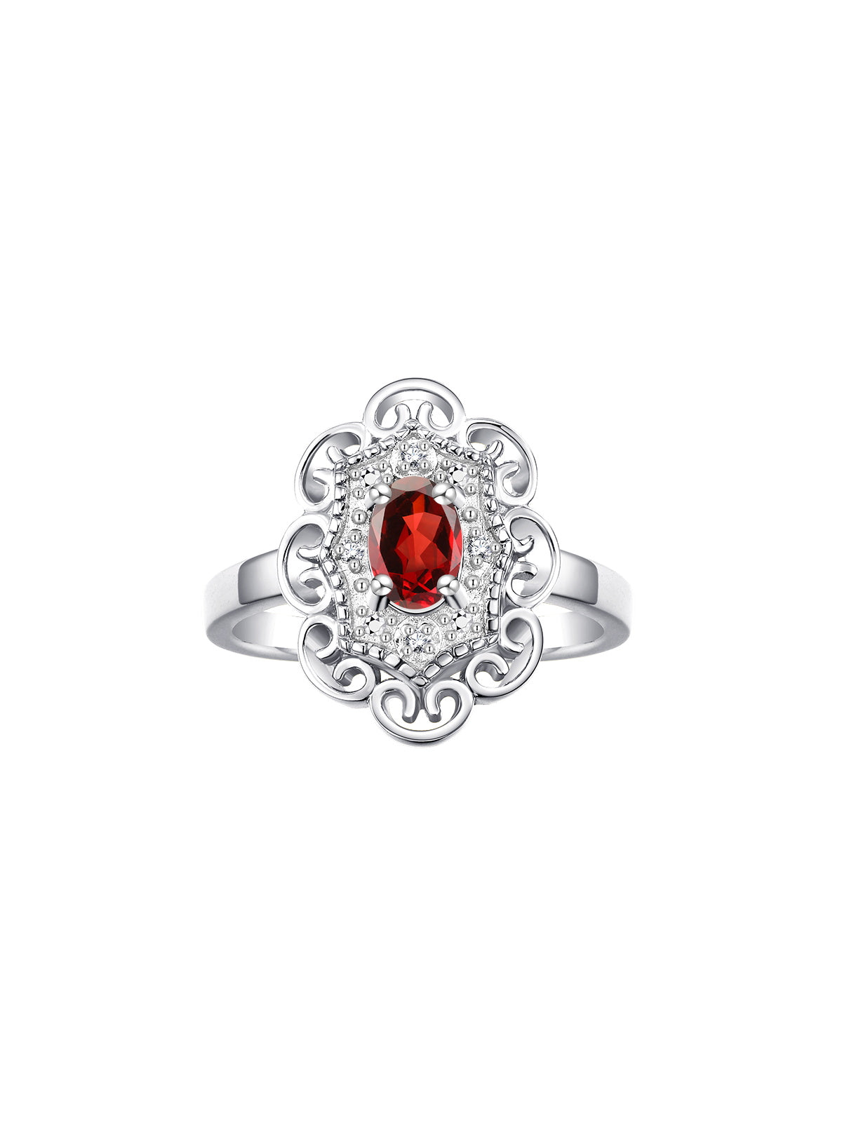 Rylos Floral Designer Ring with 6X4MM Oval Gemstone & Sparkling Diamonds in Sterling Silver- Birthstone Jewelry for Women - Available in Sizes 5 to 10 Embrace Elegance!
