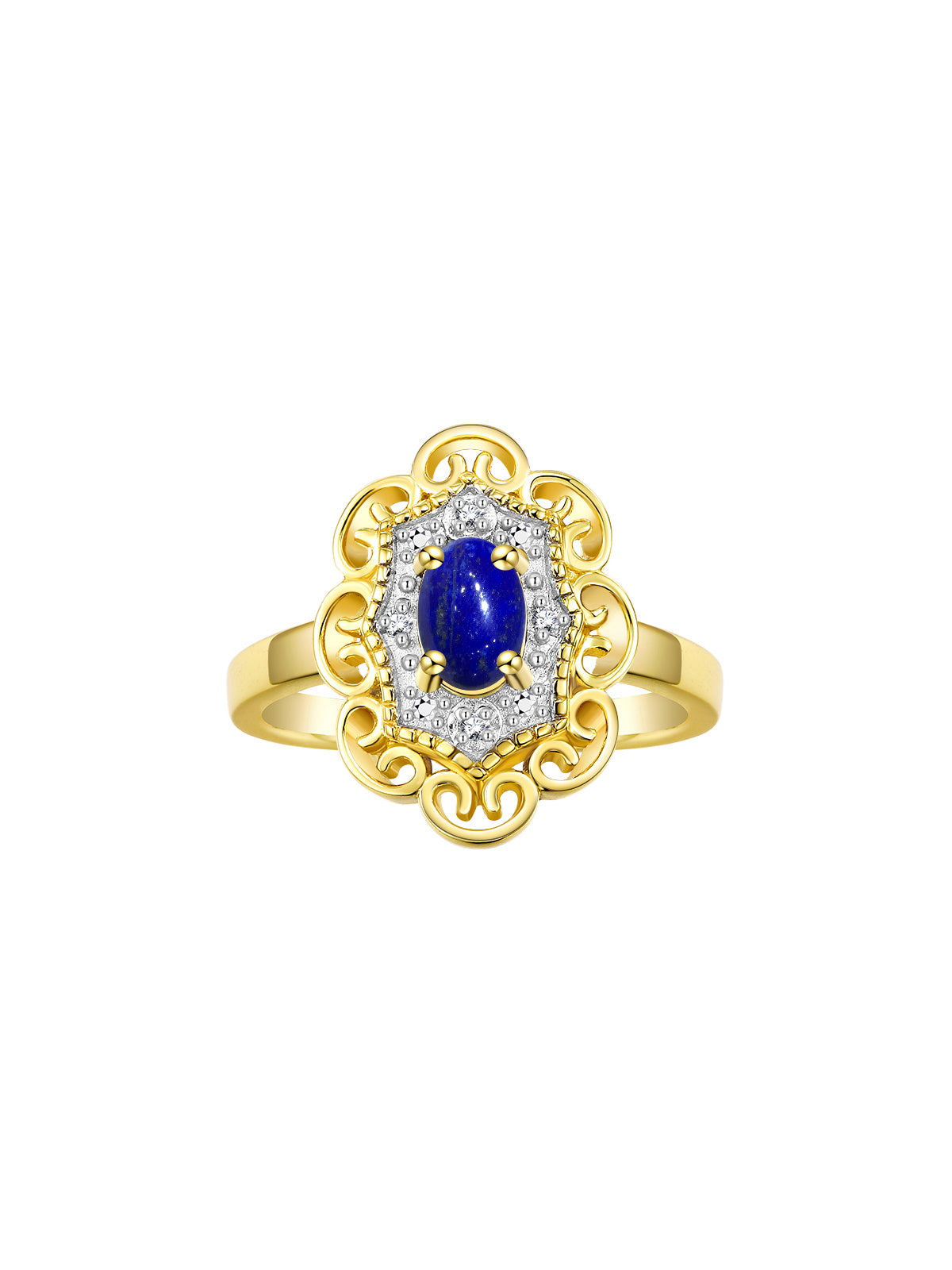 Rylos Floral Designer Ring with 6X4MM Oval Gemstone & Sparkling Diamonds in Yellow Gold Plated Silver- Birthstone Jewelry for Women - Available in Sizes 5 to 10 Embrace Elegance!