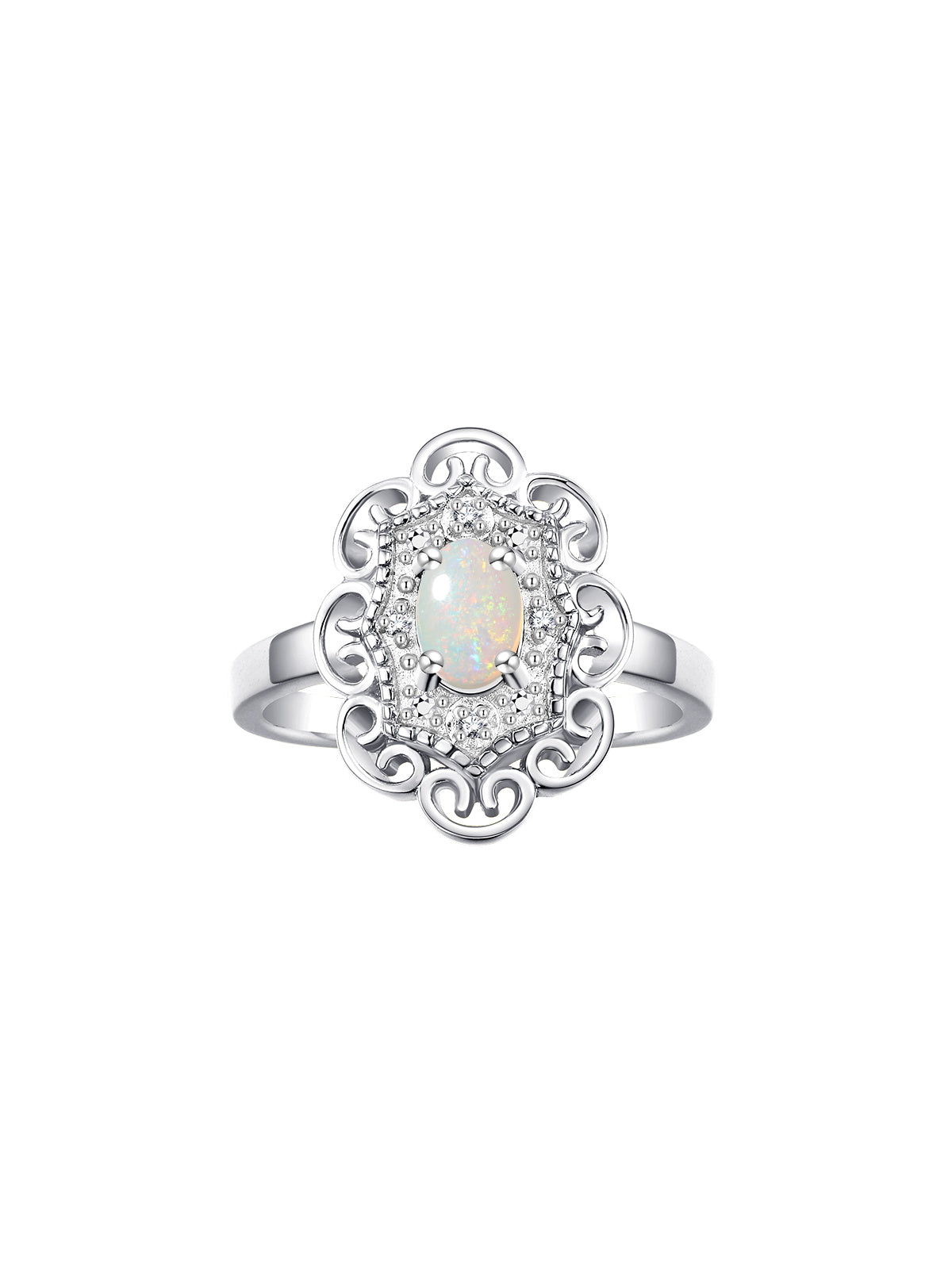 Rylos Floral Designer Ring with 6X4MM Oval Gemstone & Sparkling Diamonds in Sterling Silver- Birthstone Jewelry for Women - Available in Sizes 5 to 10 Embrace Elegance!