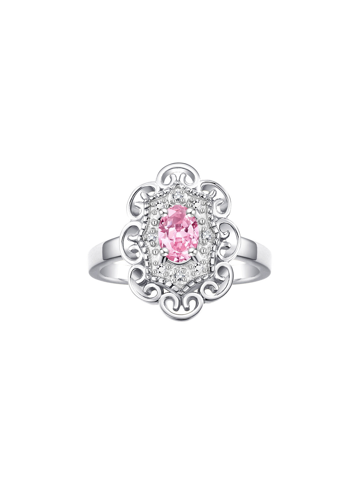 Rylos 14K White Gold Floral Designer Ring with 6X4MM Oval Gemstone & Sparkling Diamonds - Birthstone Jewelry for Women - Available in Sizes 5 to 10 Embrace Elegance!