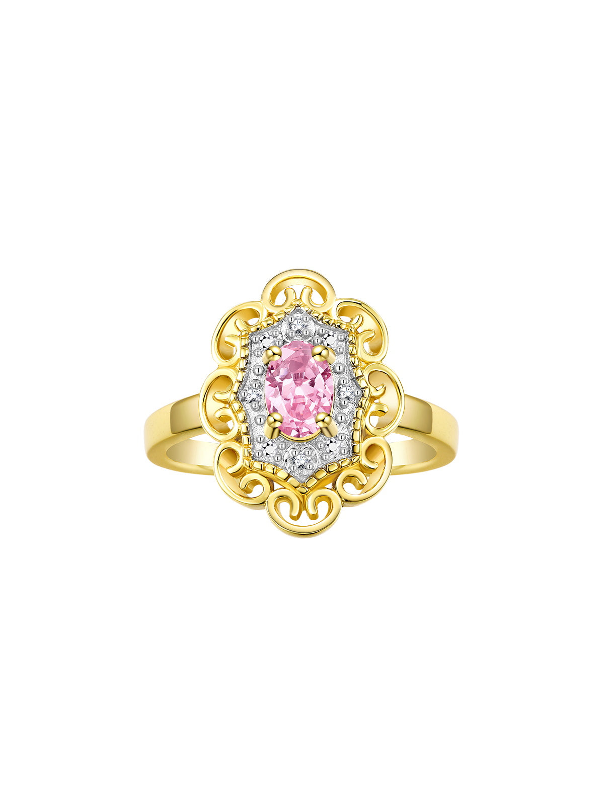 Rylos 14K Yellow Gold Floral Designer Ring with 6X4MM Oval Gemstone & Sparkling Diamonds - Birthstone Jewelry for Women - Available in Sizes 5 to 10 Embrace Elegance!
