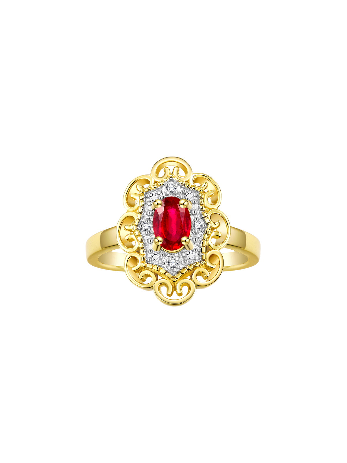 Rylos 14K Yellow Gold Floral Designer Ring with 6X4MM Oval Gemstone & Sparkling Diamonds - Birthstone Jewelry for Women - Available in Sizes 5 to 10 Embrace Elegance!