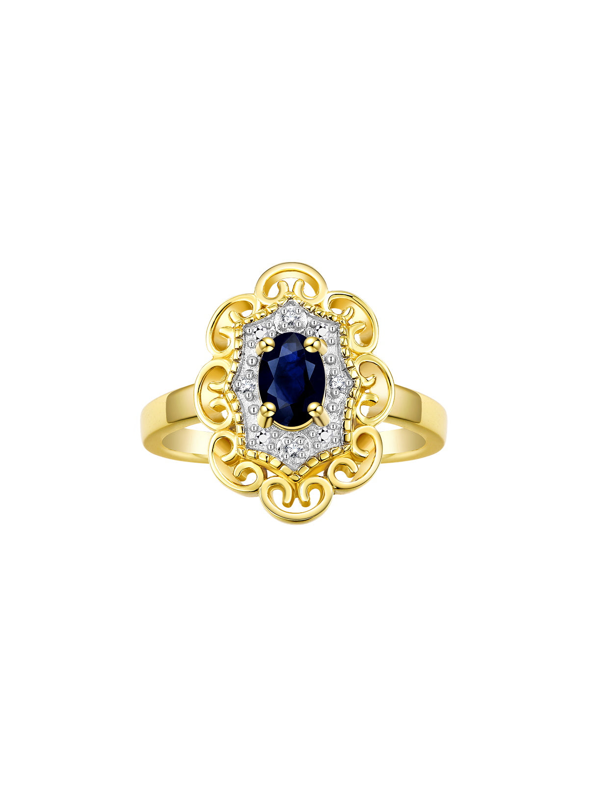 Rylos 14K Yellow Gold Floral Designer Ring with 6X4MM Oval Gemstone & Sparkling Diamonds - Birthstone Jewelry for Women - Available in Sizes 5 to 10 Embrace Elegance!