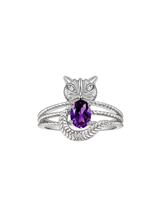 RYLOS CAT Ring: 7X5MM Oval Gemstone & Diamonds - Sterling Silver Birthstone Jewelry for Women - Sizes 5-13 Available.