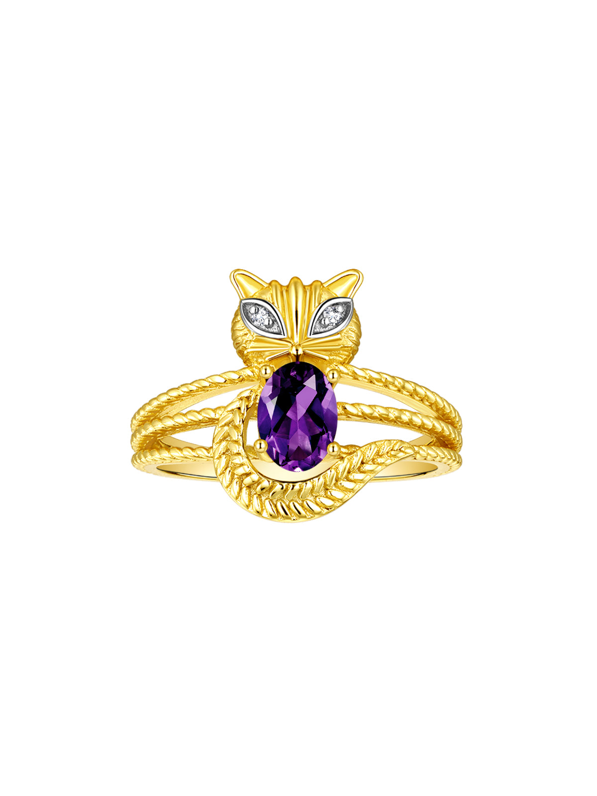 RYLOS 14K Yellow Gold CAT Ring: Oval 7X5MM Gemstone & Sparkling Diamonds - Birthstone Jewelry for Women - Sizes 5-13 Available