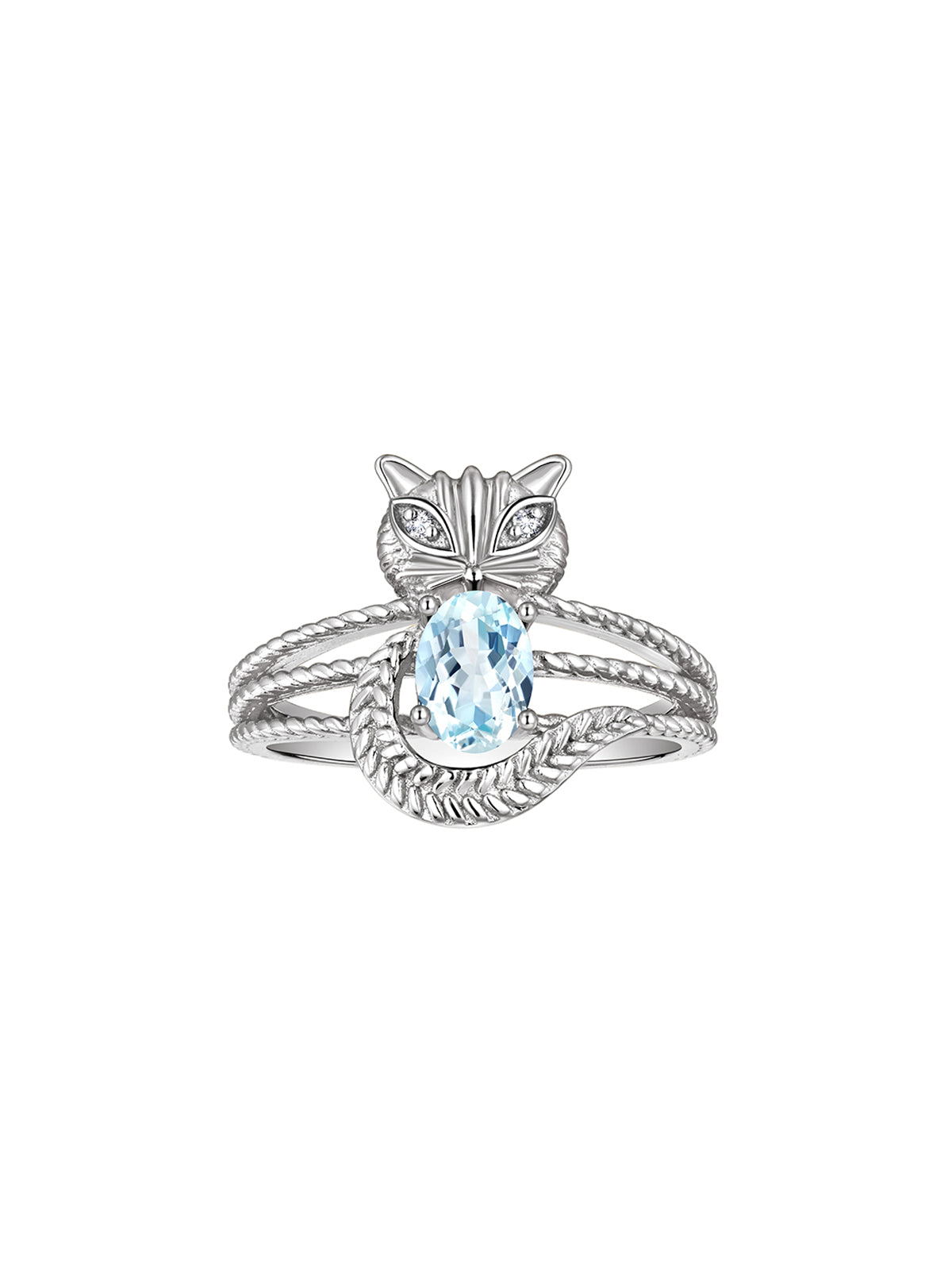 RYLOS 14K White Gold CAT Ring: Oval 7X5MM Gemstone & Sparkling Diamonds - Birthstone Jewelry for Women - Sizes 5-13 Available