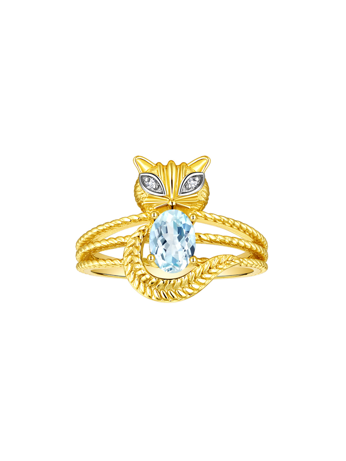 RYLOS 14K Yellow Gold CAT Ring: Oval 7X5MM Gemstone & Sparkling Diamonds - Birthstone Jewelry for Women - Sizes 5-13 Available