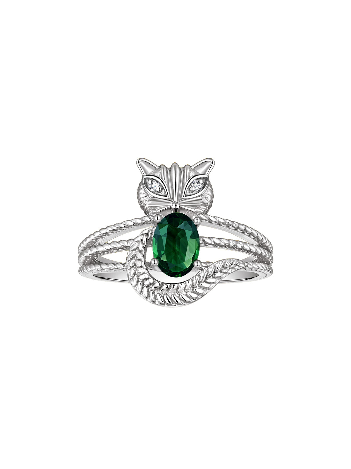 RYLOS 14K White Gold CAT Ring: Oval 7X5MM Gemstone & Sparkling Diamonds - Birthstone Jewelry for Women - Sizes 5-13 Available