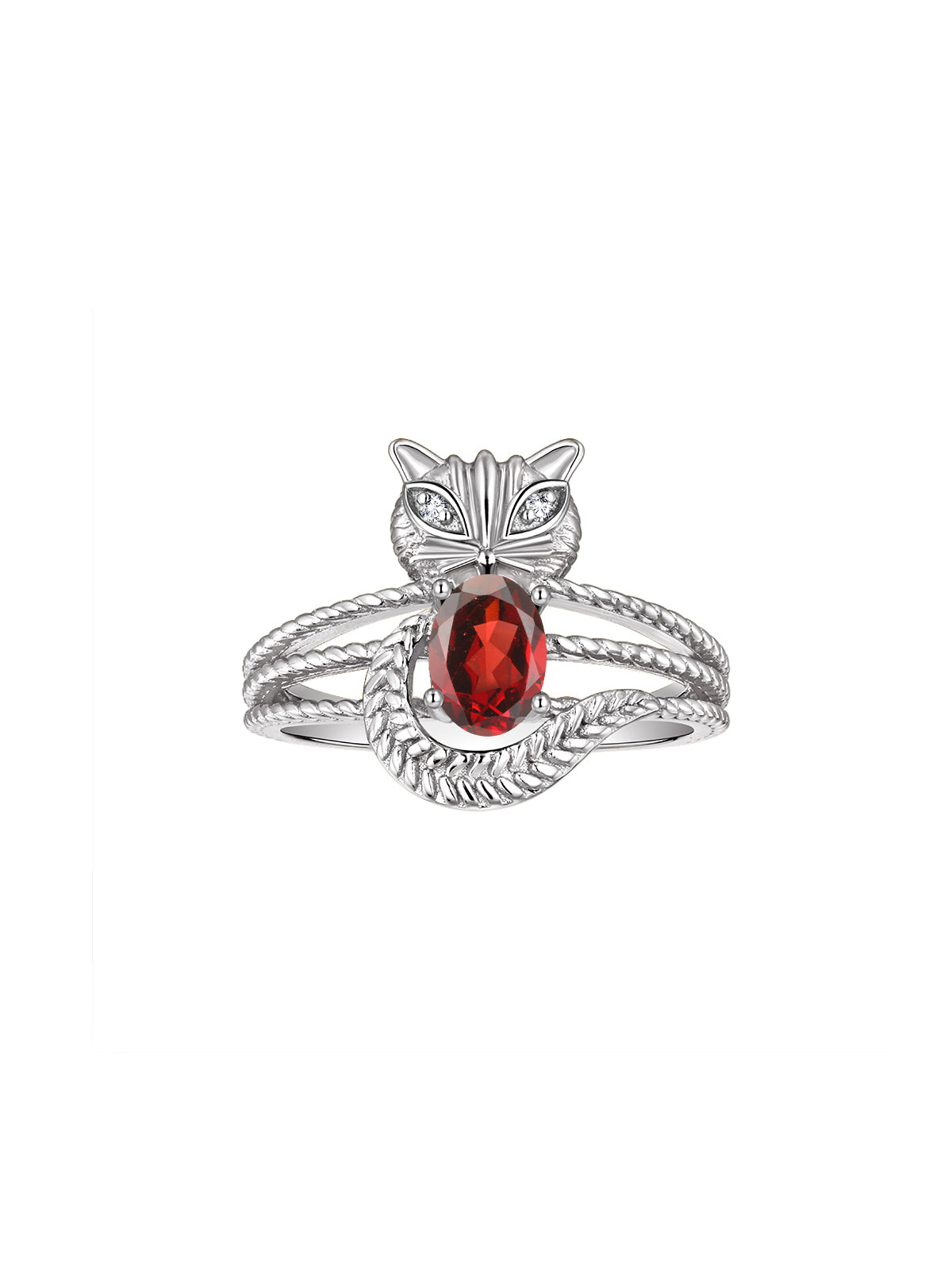 RYLOS 14K White Gold CAT Ring: Oval 7X5MM Gemstone & Sparkling Diamonds - Birthstone Jewelry for Women - Sizes 5-13 Available