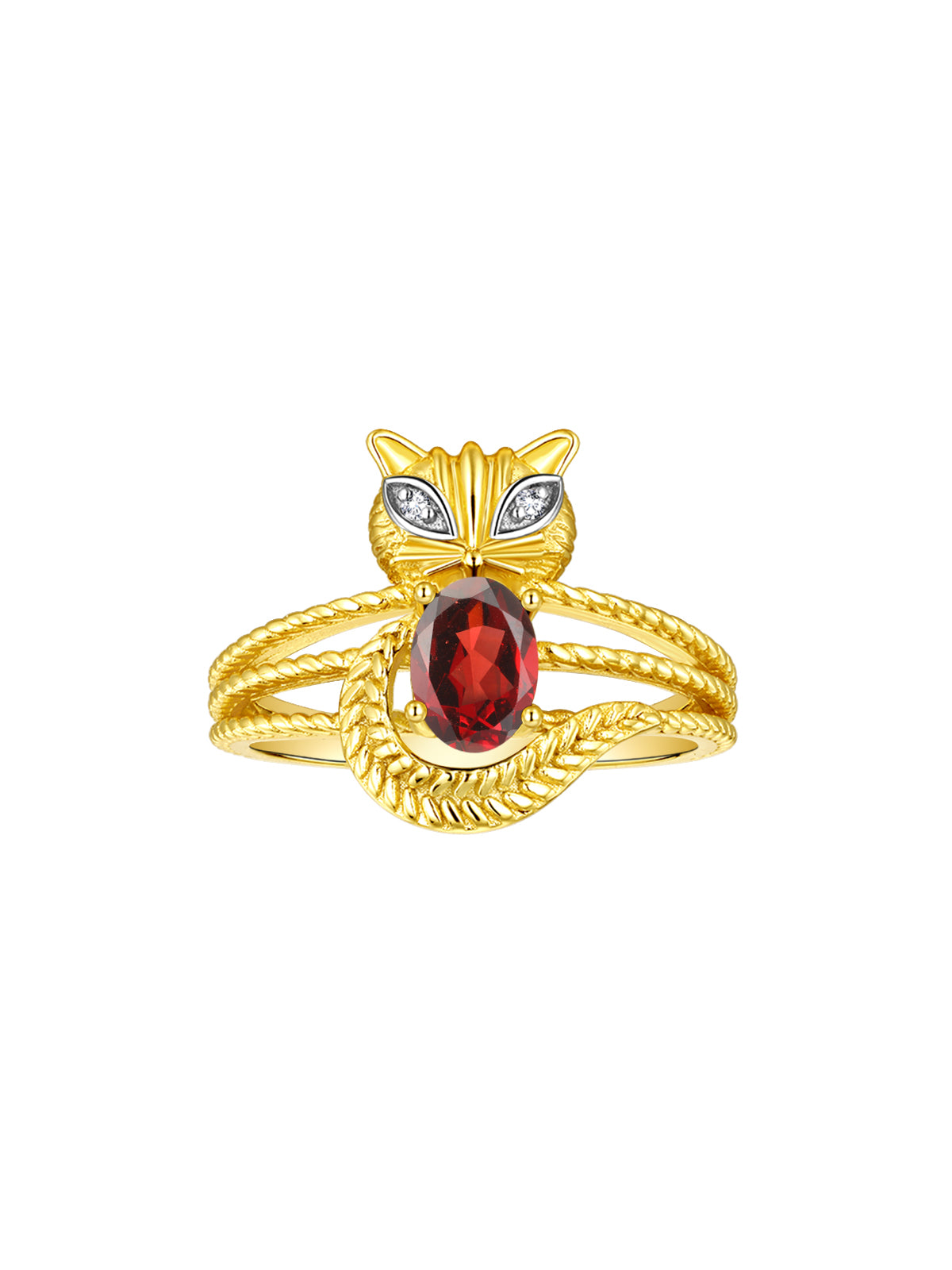 RYLOS CAT Ring: 7X5MM Oval Gemstone & Diamonds - Yellow Gold Plated Silver Birthstone Jewelry for Women - Sizes 5-13 Available.