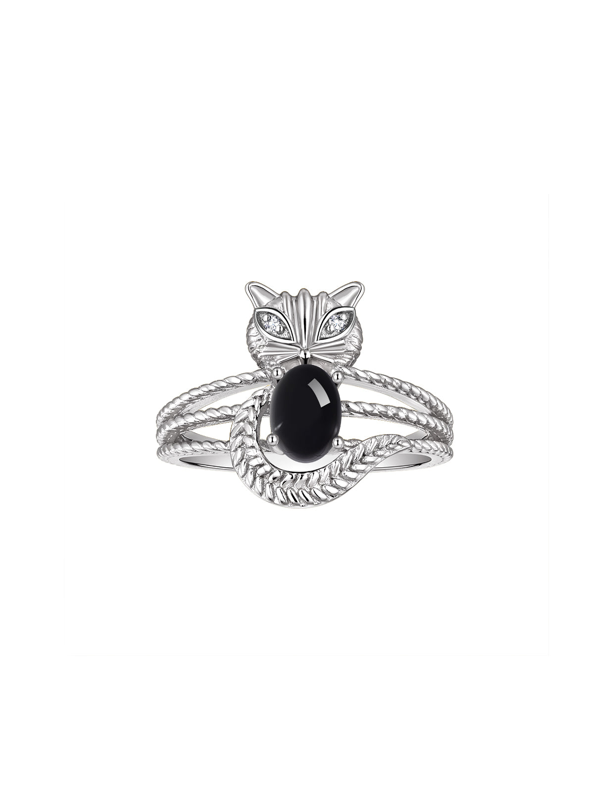 RYLOS 14K White Gold CAT Ring: Oval 7X5MM Gemstone & Sparkling Diamonds - Birthstone Jewelry for Women - Sizes 5-13 Available