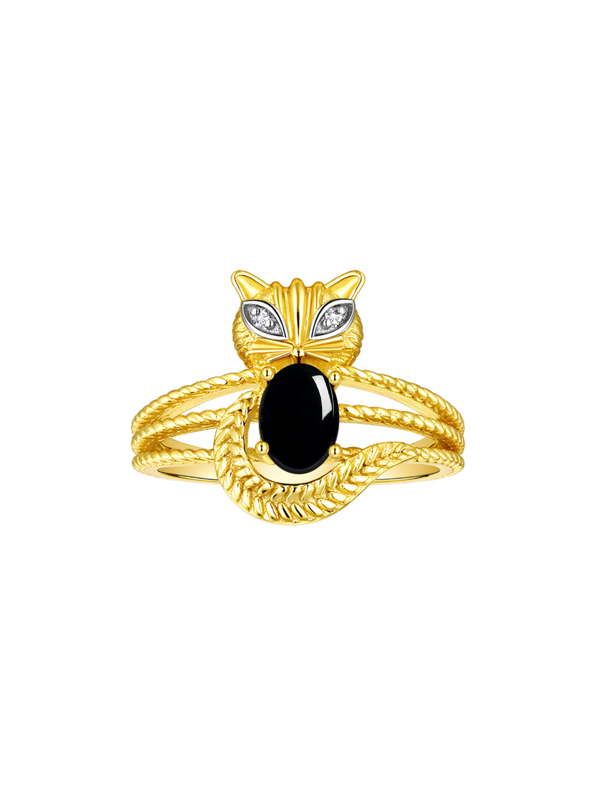 RYLOS 14K Yellow Gold CAT Ring: Oval 7X5MM Gemstone & Sparkling Diamonds - Birthstone Jewelry for Women - Sizes 5-13 Available