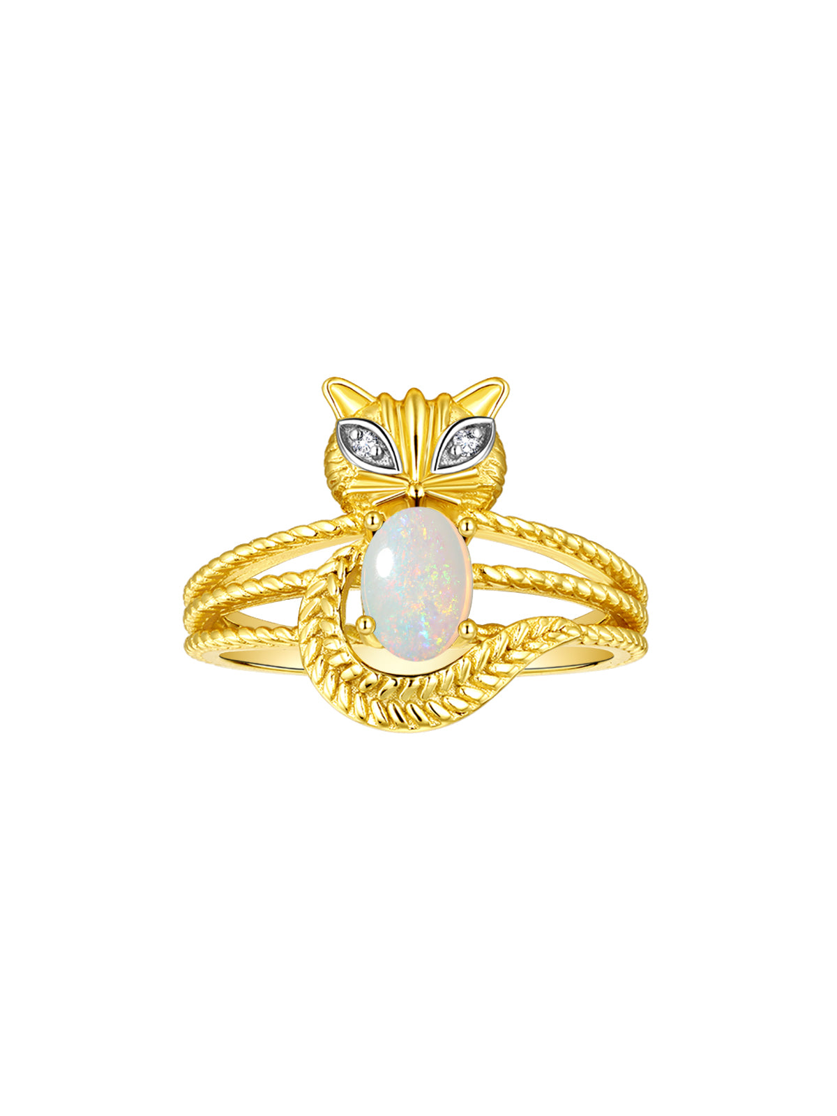 RYLOS CAT Ring: 7X5MM Oval Gemstone & Diamonds - Yellow Gold Plated Silver Birthstone Jewelry for Women - Sizes 5-13 Available.