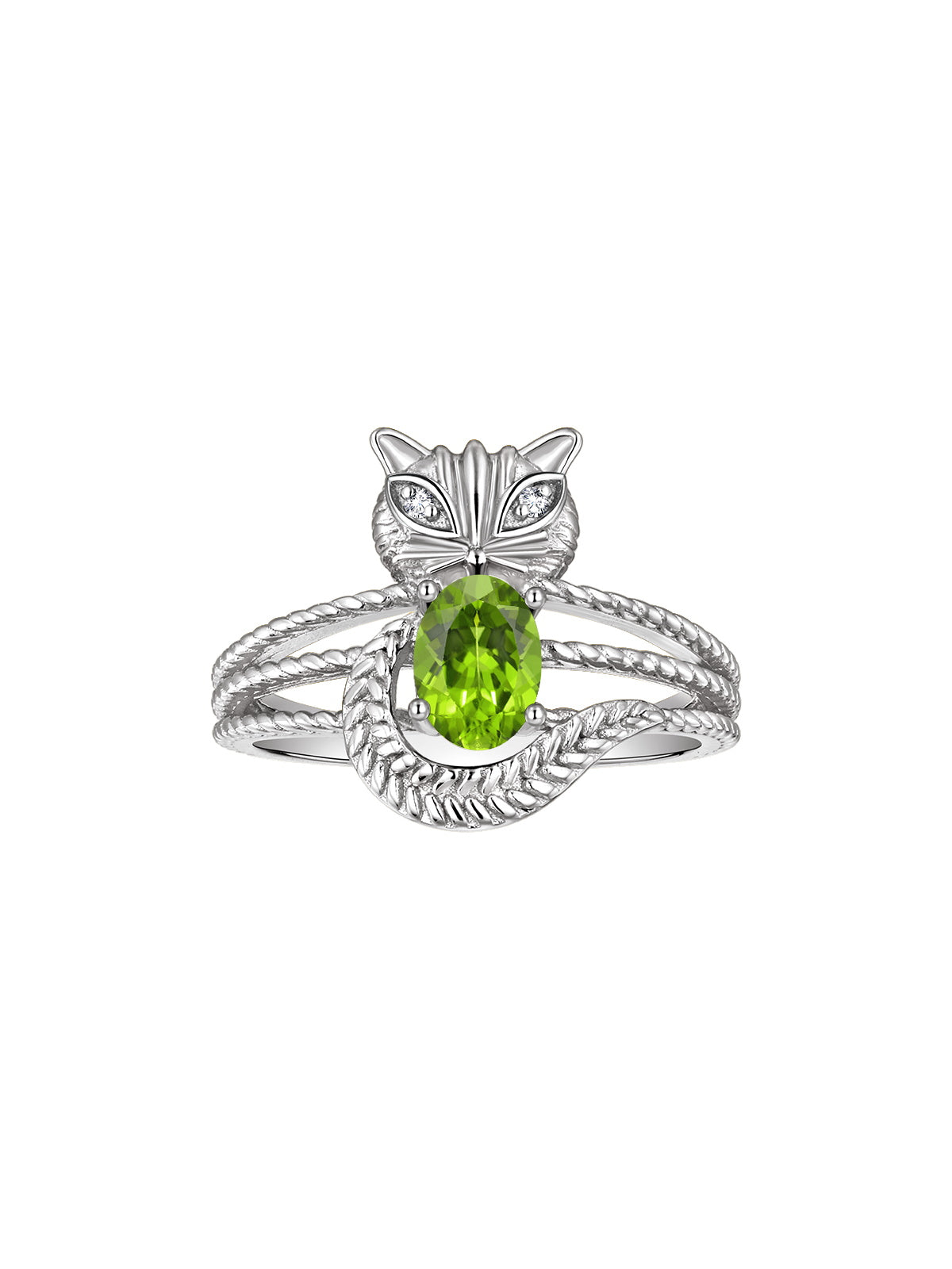 RYLOS CAT Ring: 7X5MM Oval Gemstone & Diamonds - Sterling Silver Birthstone Jewelry for Women - Sizes 5-13 Available.