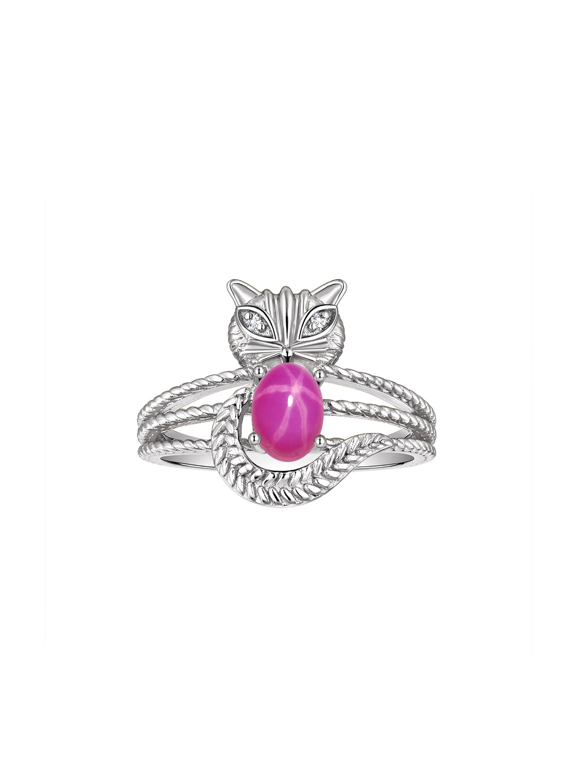 RYLOS 14K White Gold CAT Ring: Oval 7X5MM Gemstone & Sparkling Diamonds - Birthstone Jewelry for Women - Sizes 5-13 Available