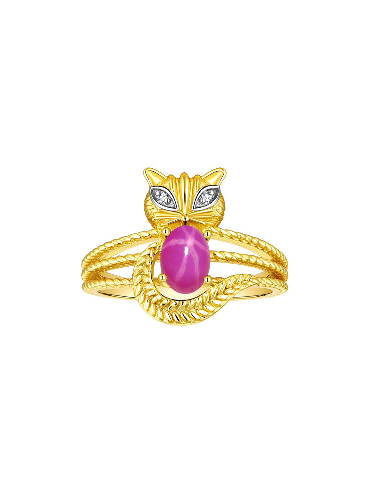 RYLOS 14K Yellow Gold CAT Ring: Oval 7X5MM Gemstone & Sparkling Diamonds - Birthstone Jewelry for Women - Sizes 5-13 Available