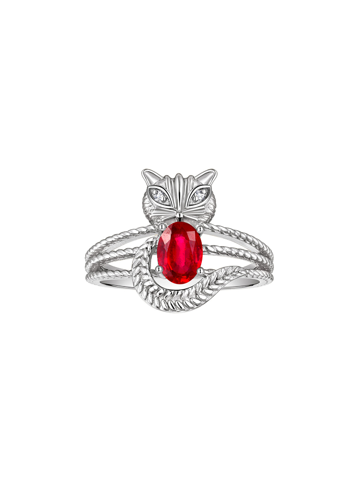 RYLOS 14K White Gold CAT Ring: Oval 7X5MM Gemstone & Sparkling Diamonds - Birthstone Jewelry for Women - Sizes 5-13 Available