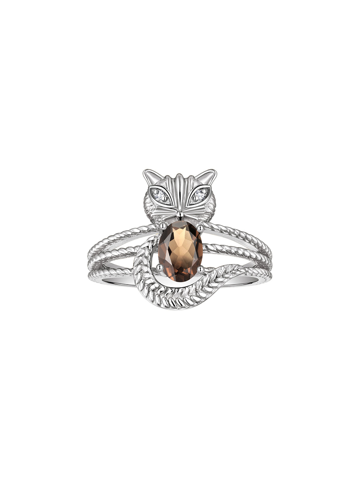 RYLOS 14K White Gold CAT Ring: Oval 7X5MM Gemstone & Sparkling Diamonds - Birthstone Jewelry for Women - Sizes 5-13 Available