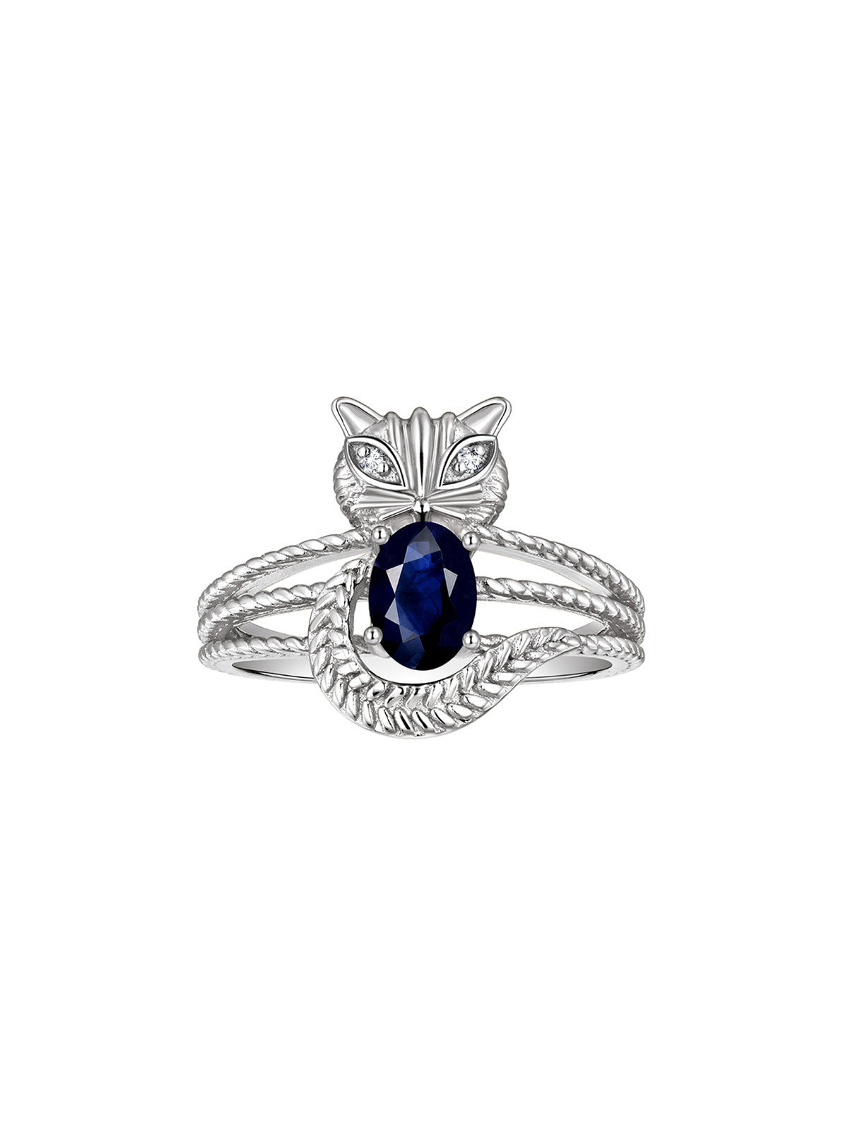 RYLOS 14K White Gold CAT Ring: Oval 7X5MM Gemstone & Sparkling Diamonds - Birthstone Jewelry for Women - Sizes 5-13 Available