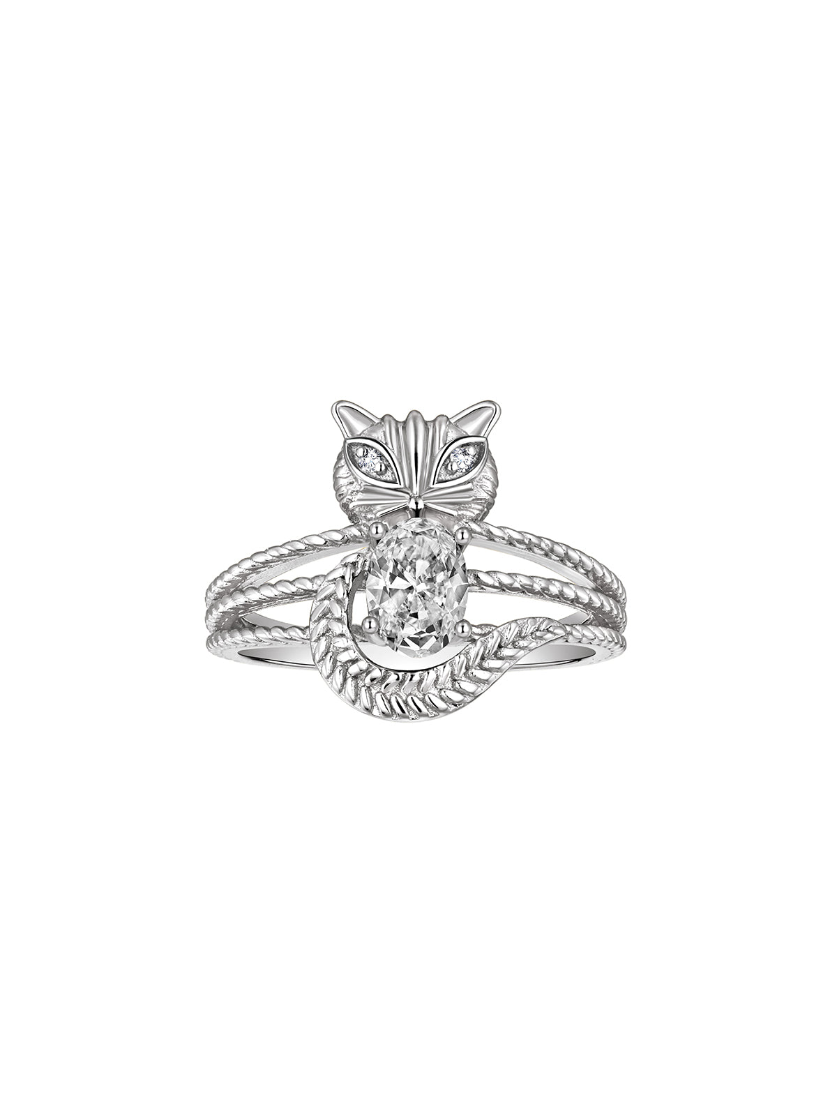 RYLOS 14K White Gold CAT Ring: Oval 7X5MM Gemstone & Sparkling Diamonds - Birthstone Jewelry for Women - Sizes 5-13 Available