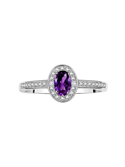 RYLOS 14K White Gold Classic Halo Ring with Diamonds - Birthstone Ring featuring 6X4MM Oval Shape Gemstone - Elegant Jewelry for Women - Available in Sizes 5-10