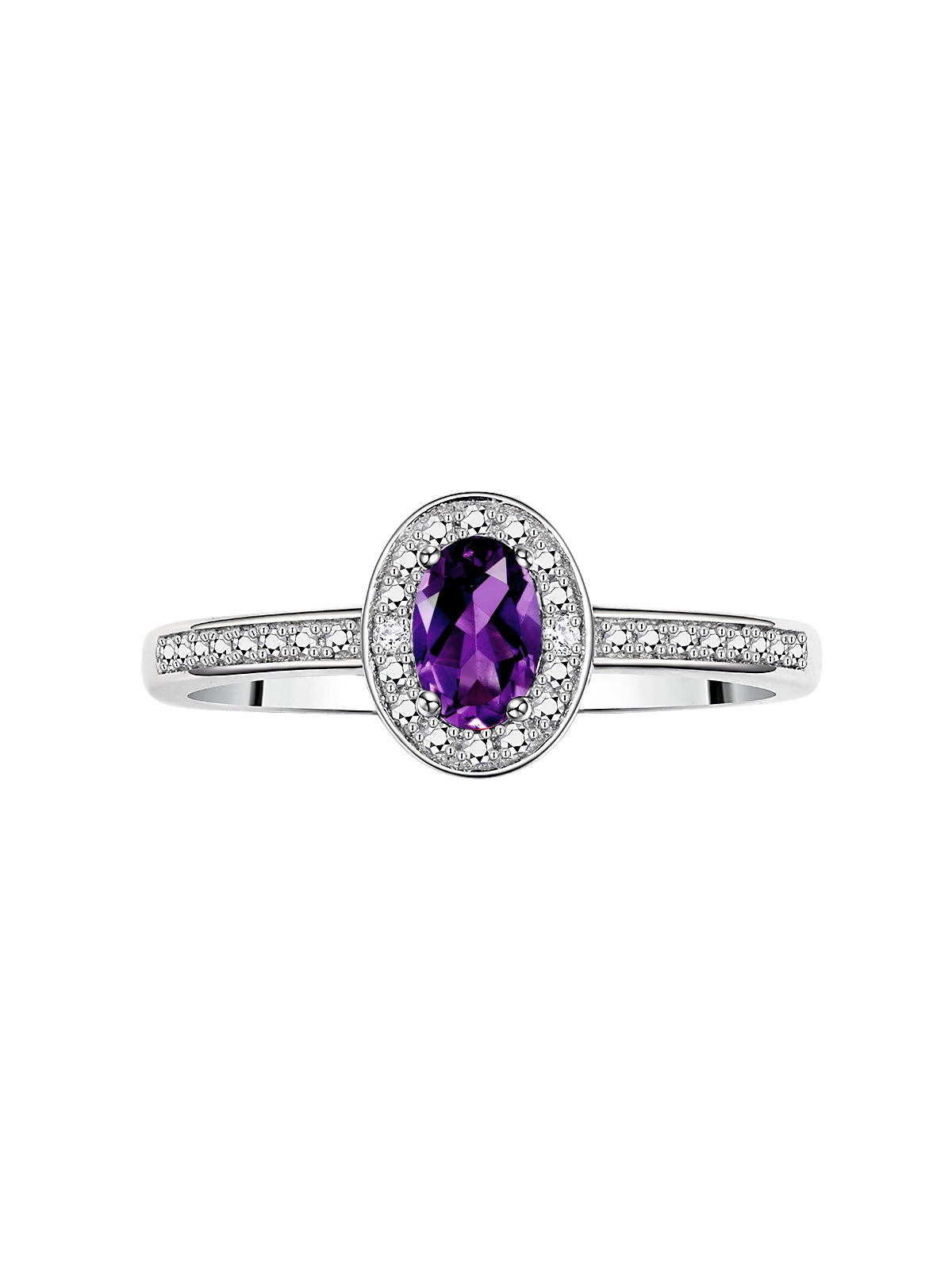RYLOS Halo Ring with Diamond & Birthstone - 6X4MM Oval Gemstone Sterling Silver - Elegant Jewelry for Women - Available in Sizes 5-10