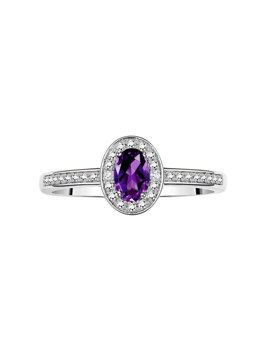 RYLOS Halo Ring with Diamond & Birthstone - 6X4MM Oval Gemstone Sterling Silver - Elegant Jewelry for Women - Available in Sizes 5-10