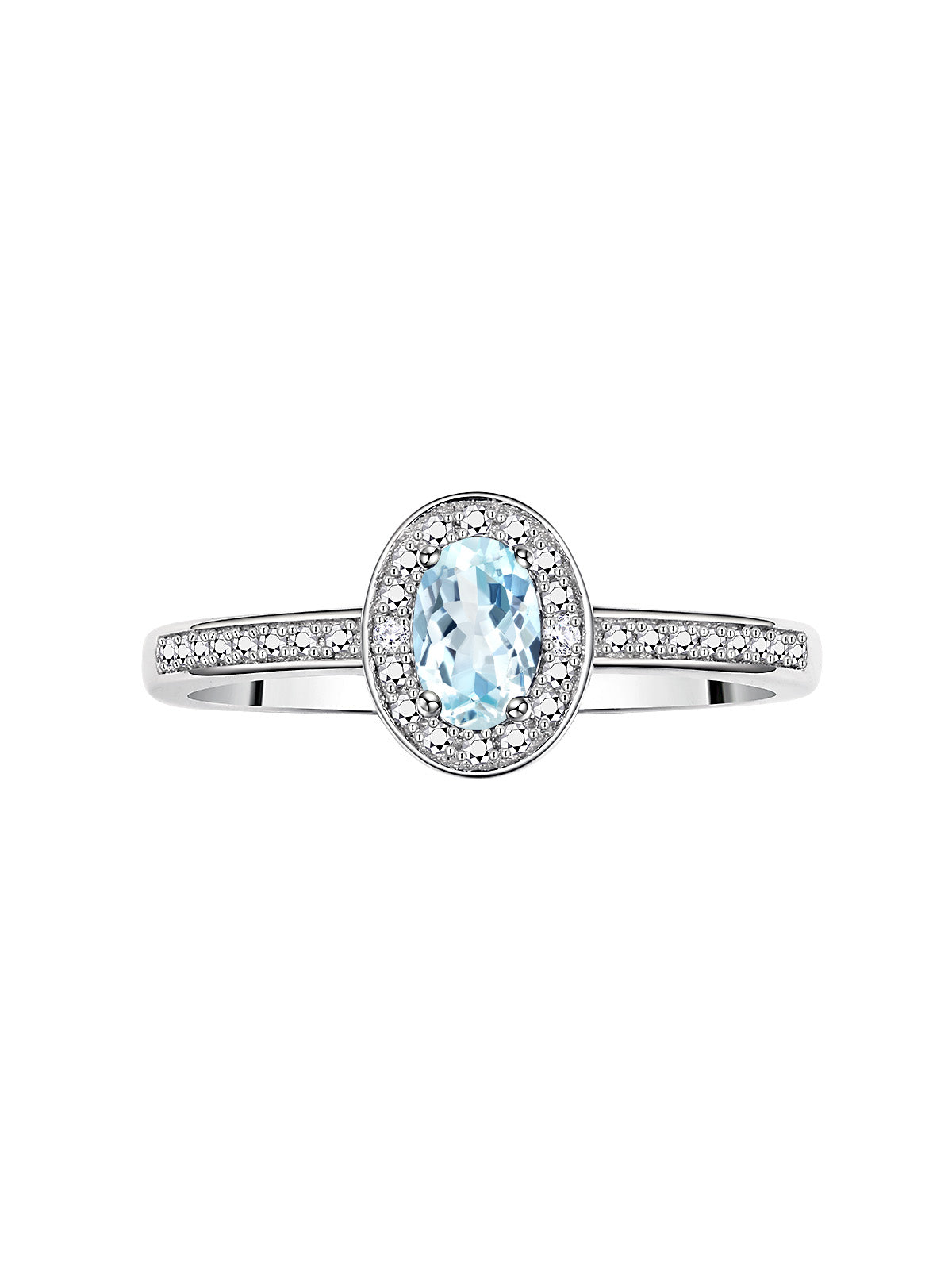 RYLOS 14K White Gold Classic Halo Ring with Diamonds - Birthstone Ring featuring 6X4MM Oval Shape Gemstone - Elegant Jewelry for Women - Available in Sizes 5-10