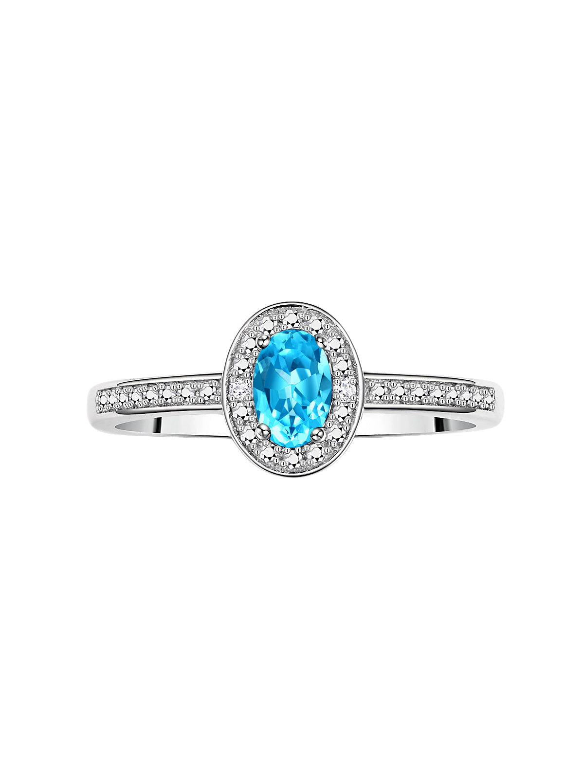 RYLOS 14K White Gold Classic Halo Ring with Diamonds - Birthstone Ring featuring 6X4MM Oval Shape Gemstone - Elegant Jewelry for Women - Available in Sizes 5-10