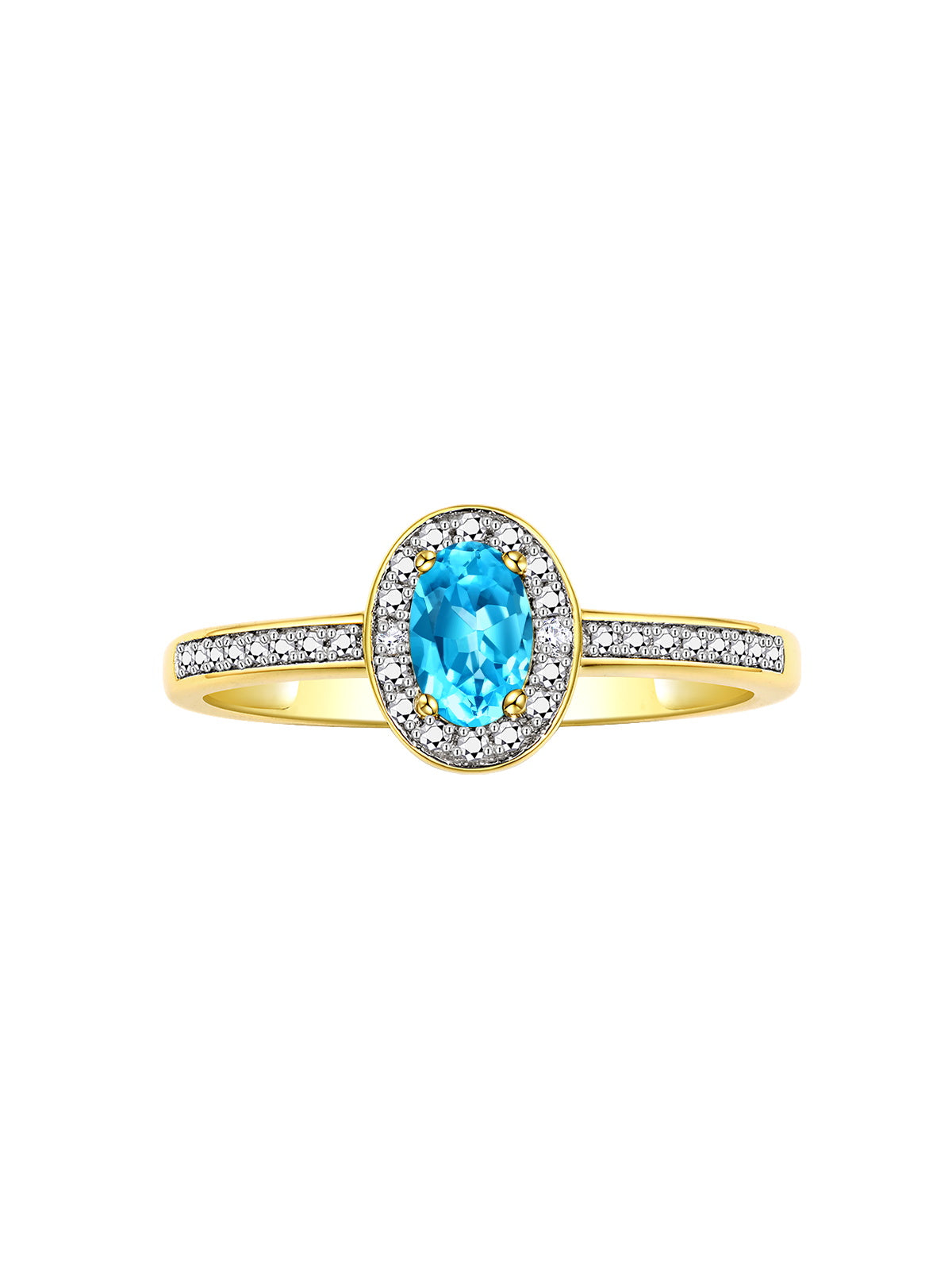 RYLOS 14K Yellow Gold Classic Halo Ring with Diamonds - Birthstone Ring featuring 6X4MM Oval Shape Gemstone - Elegant Jewelry for Women - Available in Sizes 5-10