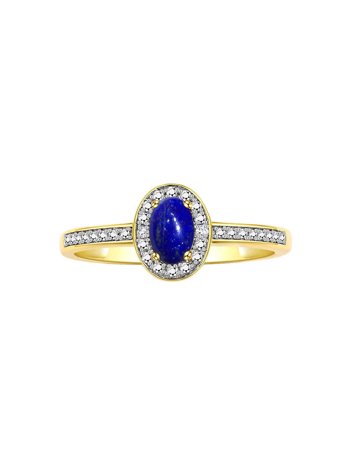 RYLOS Halo Ring with Diamond & Birthstone - 6X4MM Oval Gemstone Yellow Gold Plated Silver - Elegant Jewelry for Women - Available in Sizes 5-10