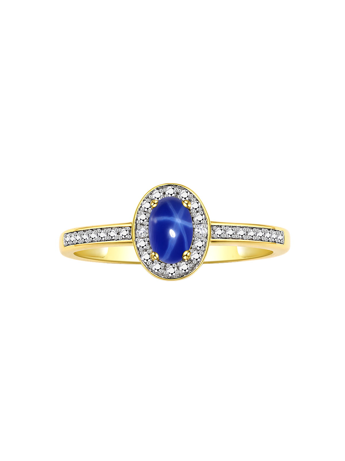 RYLOS Halo Ring with Diamond & Birthstone - 6X4MM Oval Gemstone Yellow Gold Plated Silver - Elegant Jewelry for Women - Available in Sizes 5-10