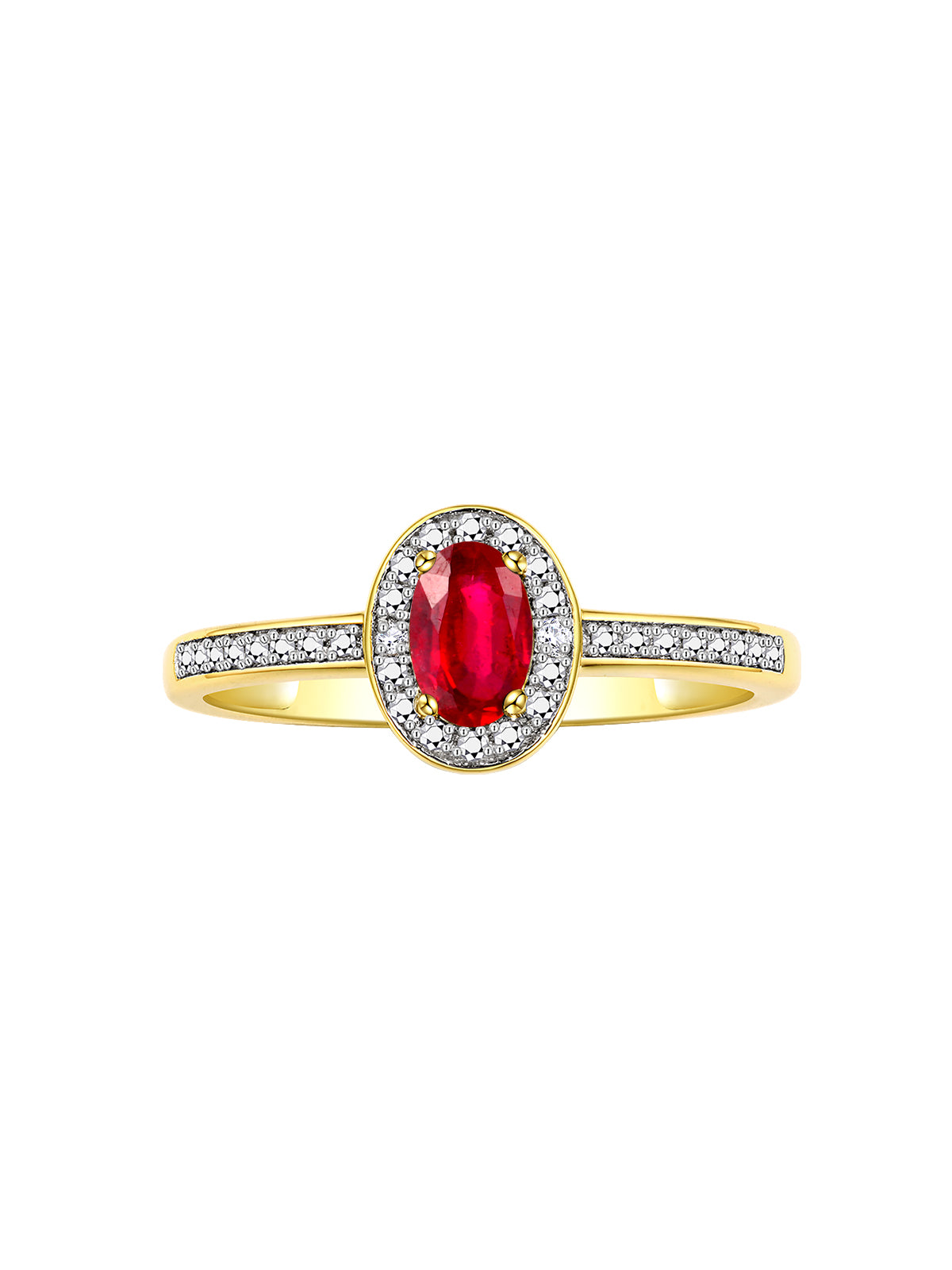 RYLOS Halo Ring with Diamond & Birthstone - 6X4MM Oval Gemstone Yellow Gold Plated Silver - Elegant Jewelry for Women - Available in Sizes 5-10