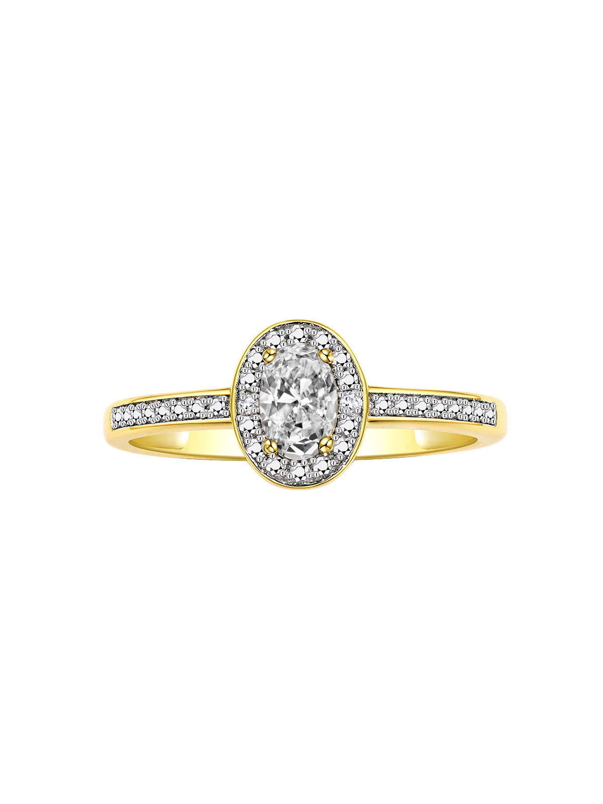 RYLOS 14K Yellow Gold Classic Halo Ring with Diamonds - Birthstone Ring featuring 6X4MM Oval Shape Gemstone - Elegant Jewelry for Women - Available in Sizes 5-10