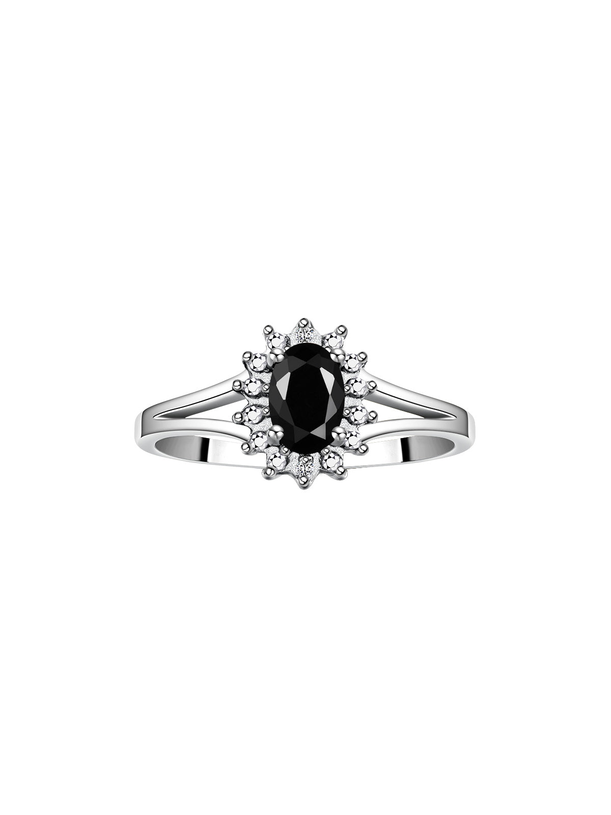 RYLOS 14K White Gold Classic Halo Ring: Diamonds, 6X4MM Oval Gemstone - Birthstone Jewelry for Women - Stunning Diamond Gold Ring Sizes 5-10