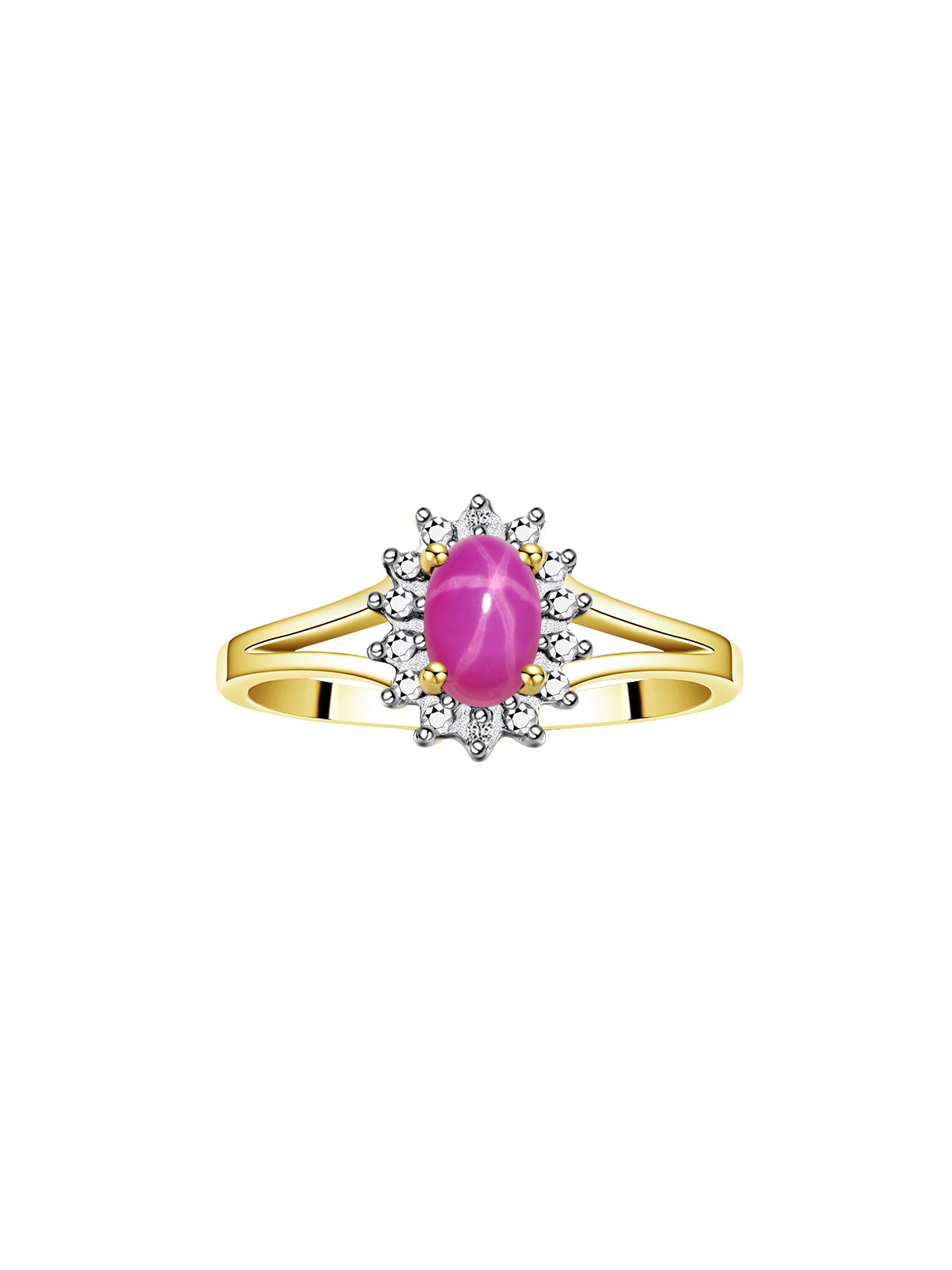 RYLOS Halo Ring: Diamond Birthstone with 6X4MM Oval Gemstone - Women's Jewelry in Yellow Gold Plated Silver - Stunning Diamond Ring Sizes 5-10