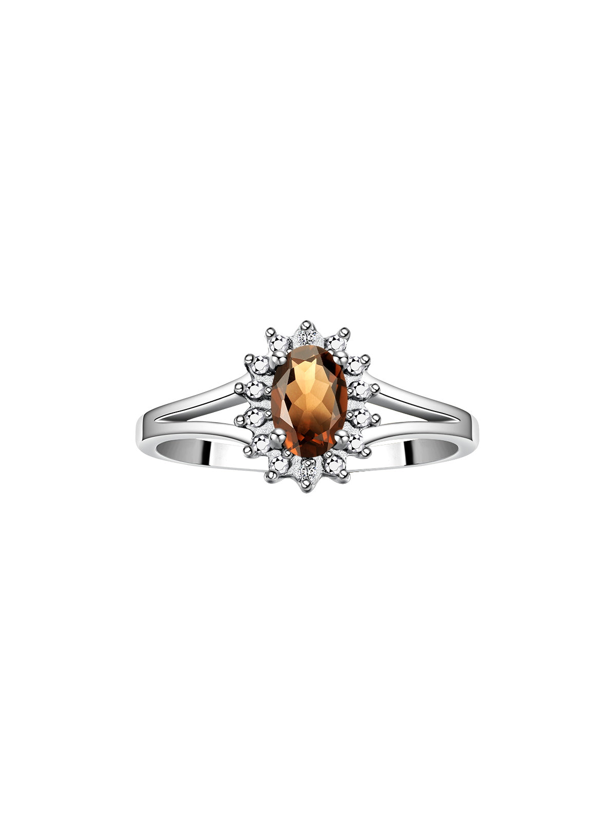 RYLOS 14K White Gold Classic Halo Ring: Diamonds, 6X4MM Oval Gemstone - Birthstone Jewelry for Women - Stunning Diamond Gold Ring Sizes 5-10