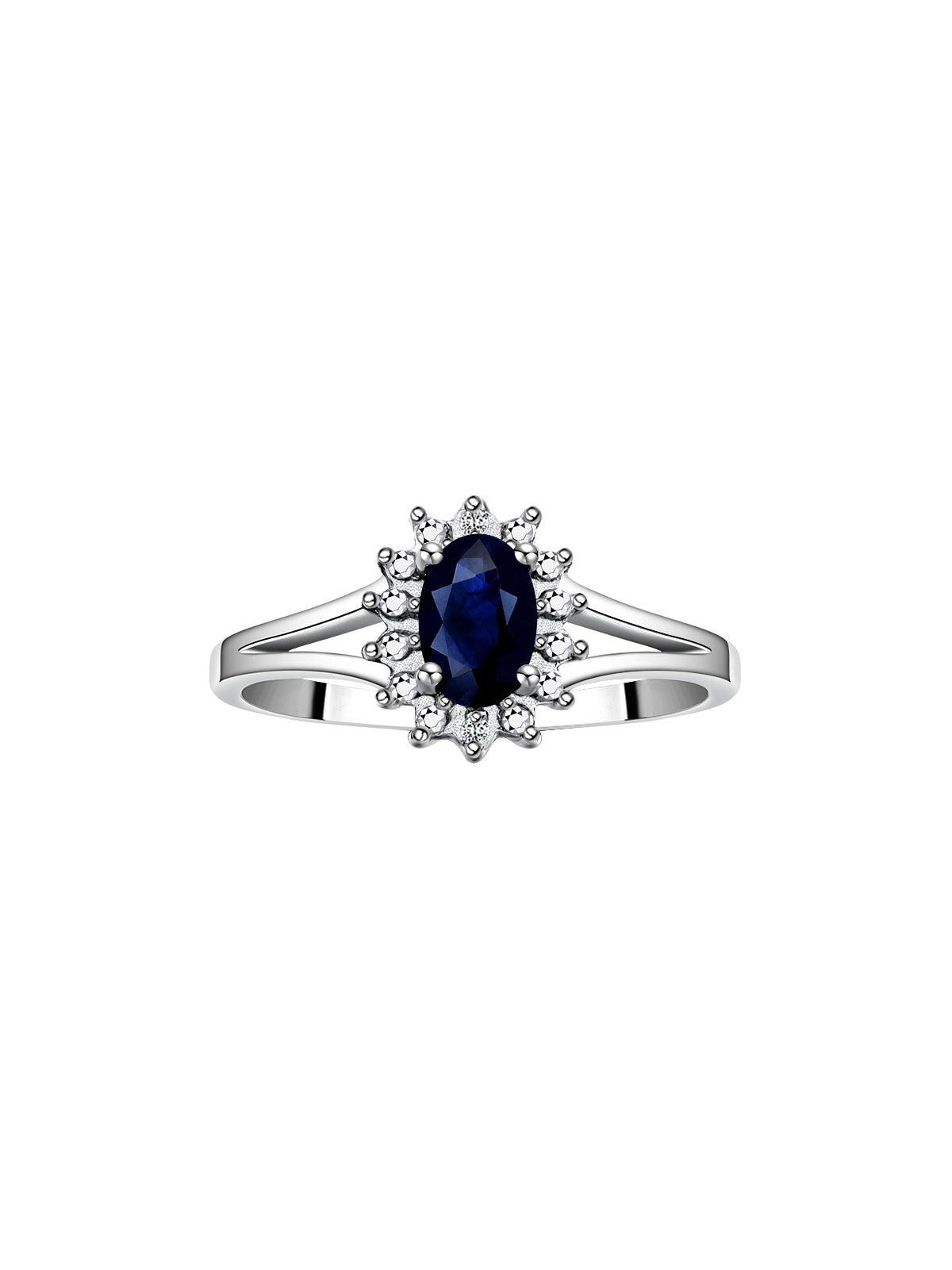 RYLOS Halo Ring: Diamond Birthstone with 6X4MM Oval Gemstone - Women's Jewelry in Sterling Silver - Stunning Diamond Ring Sizes 5-10