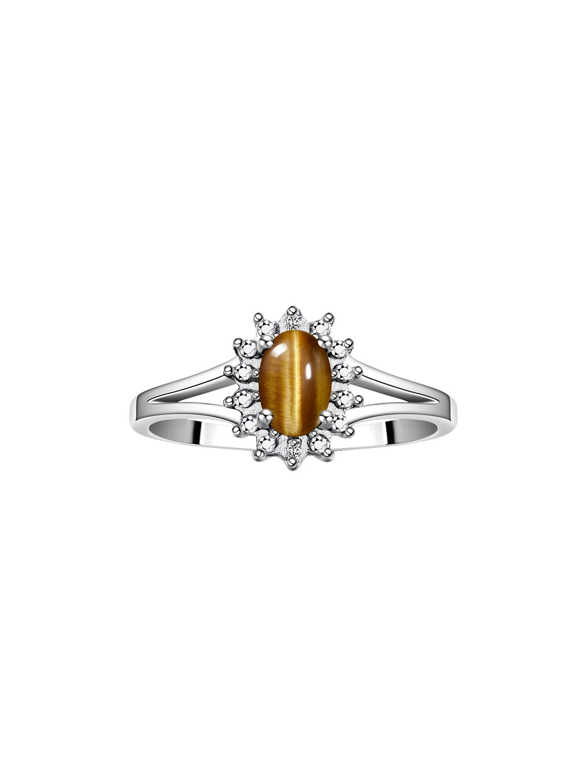 RYLOS 14K White Gold Classic Halo Ring: Diamonds, 6X4MM Oval Gemstone - Birthstone Jewelry for Women - Stunning Diamond Gold Ring Sizes 5-10