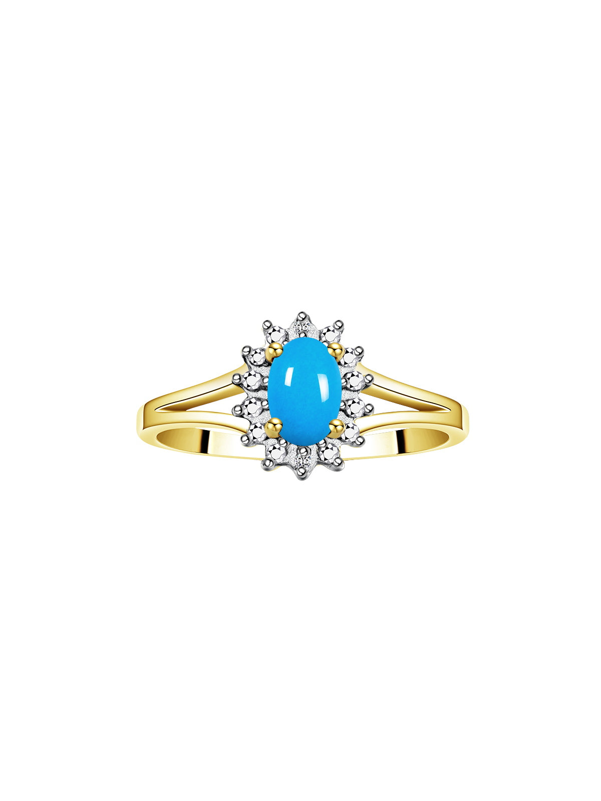 RYLOS Halo Ring: Diamond Birthstone with 6X4MM Oval Gemstone - Women's Jewelry in Yellow Gold Plated Silver - Stunning Diamond Ring Sizes 5-10