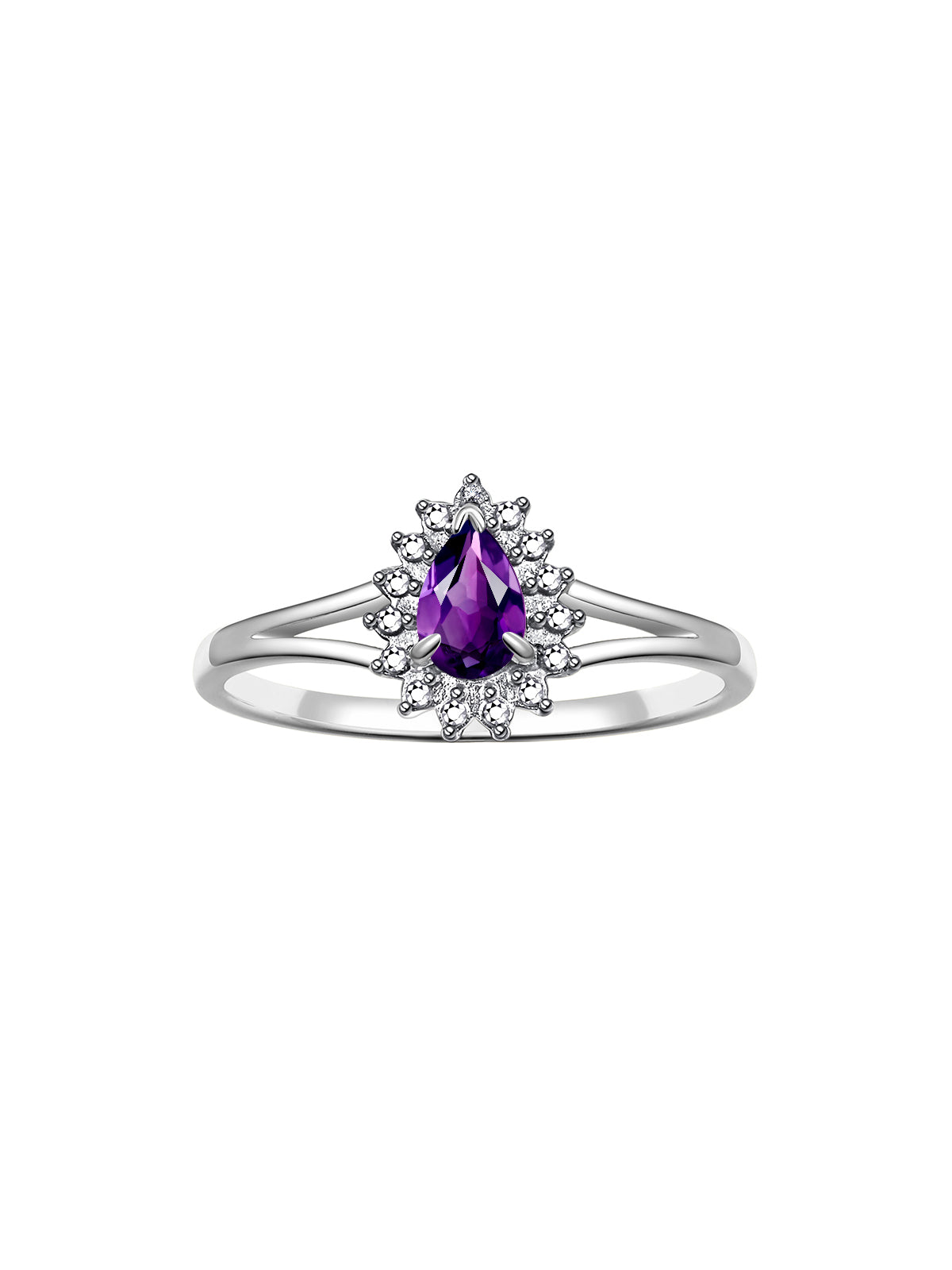 RYLOS Halo Ring: Diamonds, 6X4MM Pear-Shaped Gemstone - Women's Color Stone Birthstone Jewelry - Elegant Sterling Silver Ring Sizes 5-10