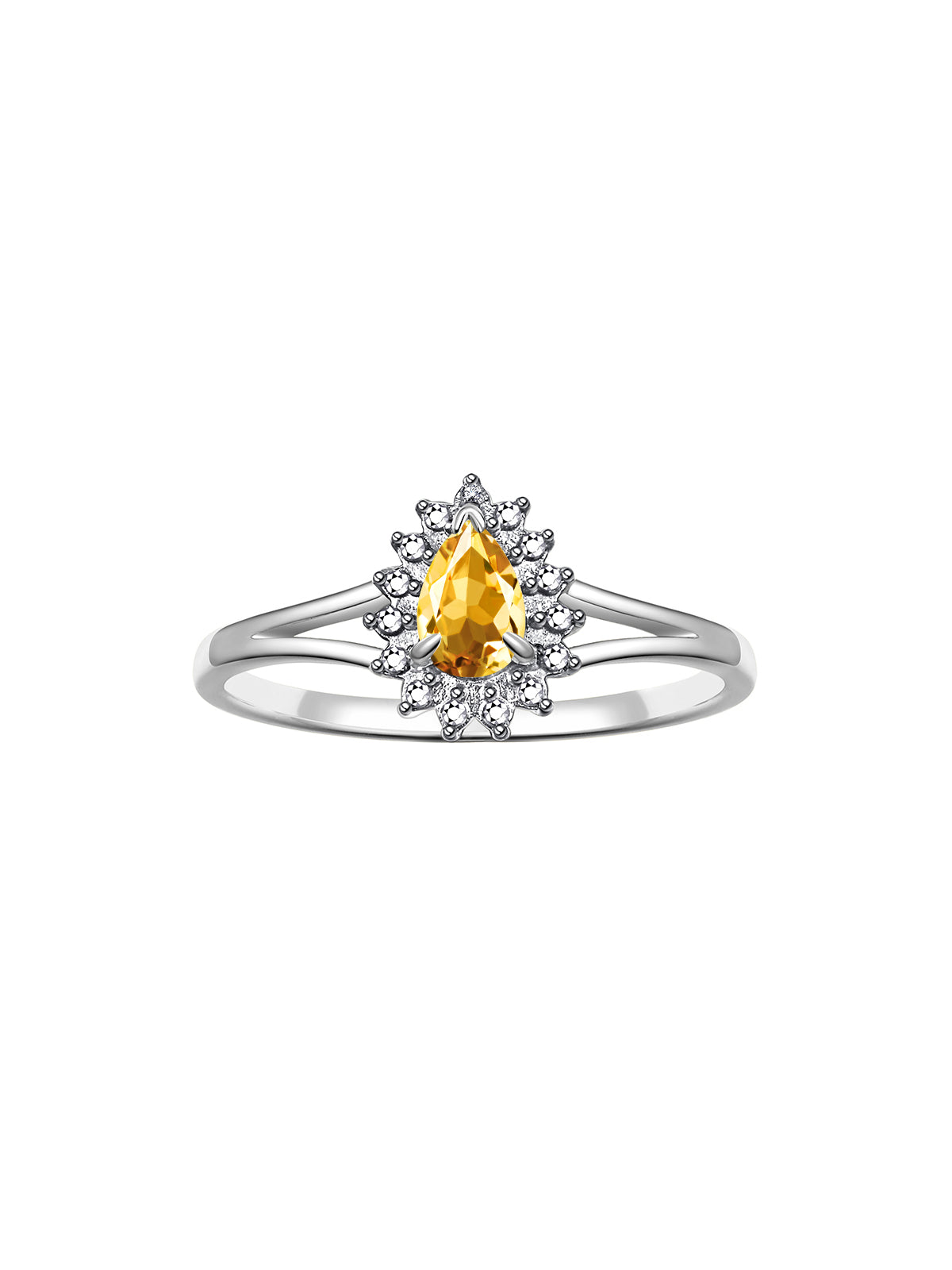 RYLOS Halo Ring: Diamonds, 6X4MM Pear-Shaped Gemstone - Women's Color Stone Birthstone Jewelry - Elegant Sterling Silver Ring Sizes 5-10
