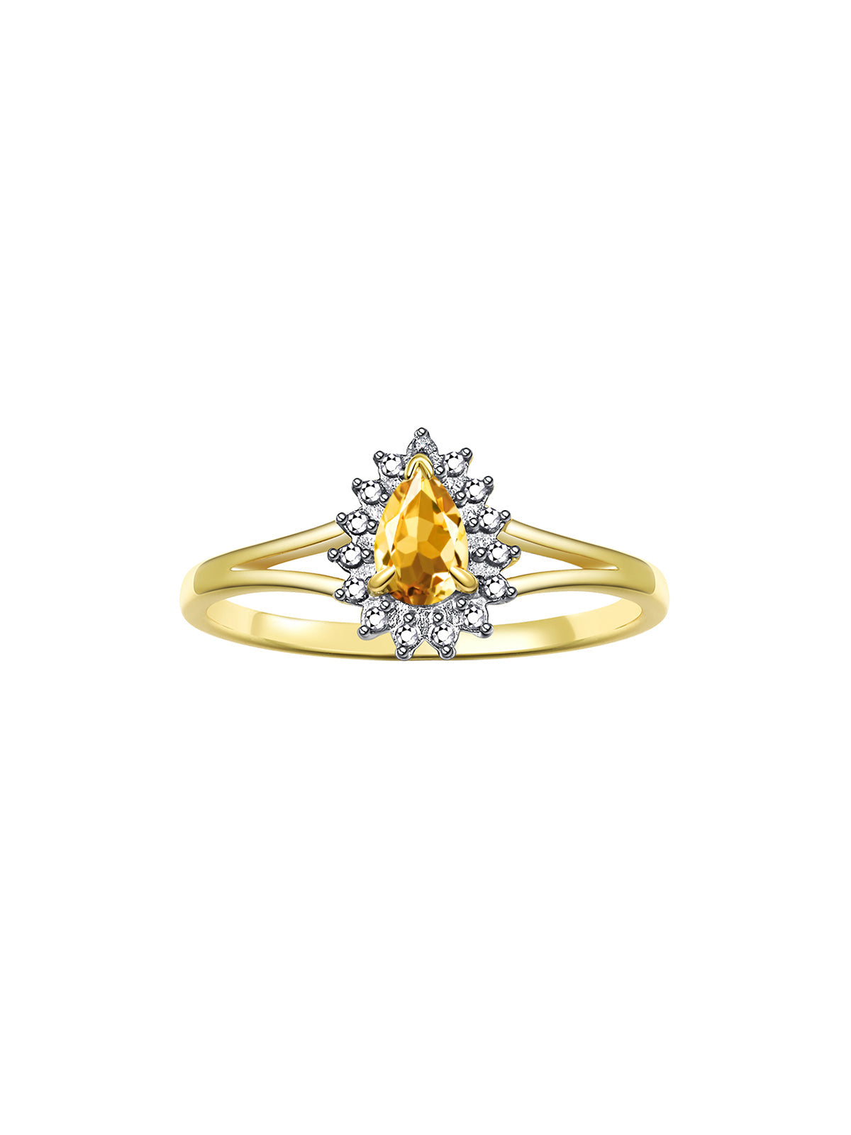 RYLOS 14K Yellow Gold Halo Ring: Diamonds & 6X4MM Pear-Shaped Gemstone - Women's Jewelry - Elegant Diamond Ring Sizes 5-10