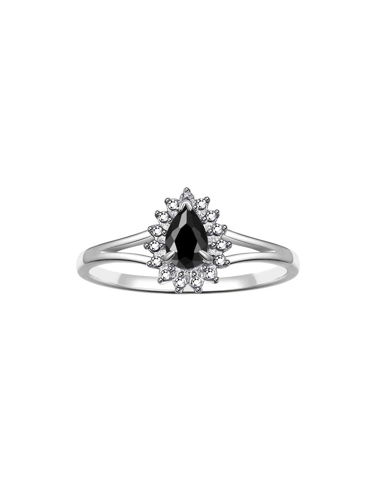 RYLOS 14K White Gold Halo Ring: Diamonds & 6X4MM Pear-Shaped Gemstone - Women's Jewelry - Elegant Diamond Ring Sizes 5-10